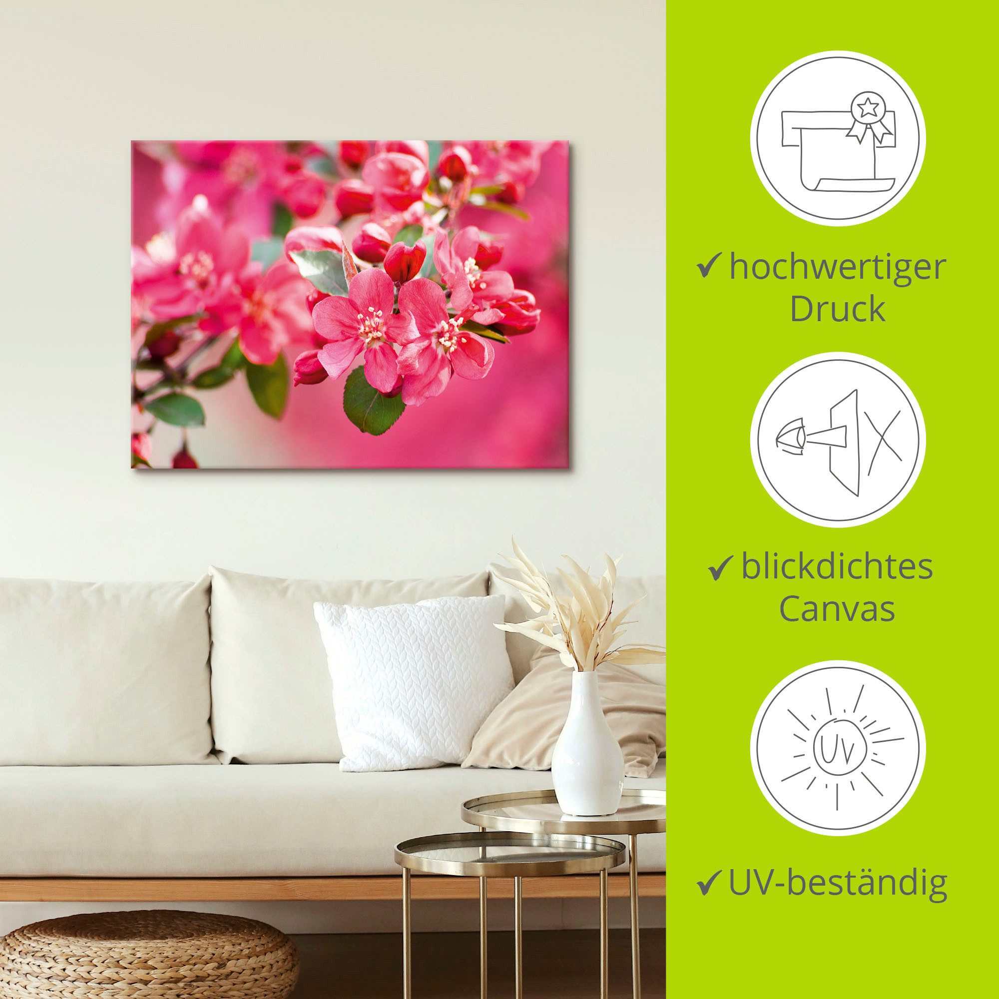 Artland Artprint op linnen Krabappelbloesem 1 gespannen op een spieraam