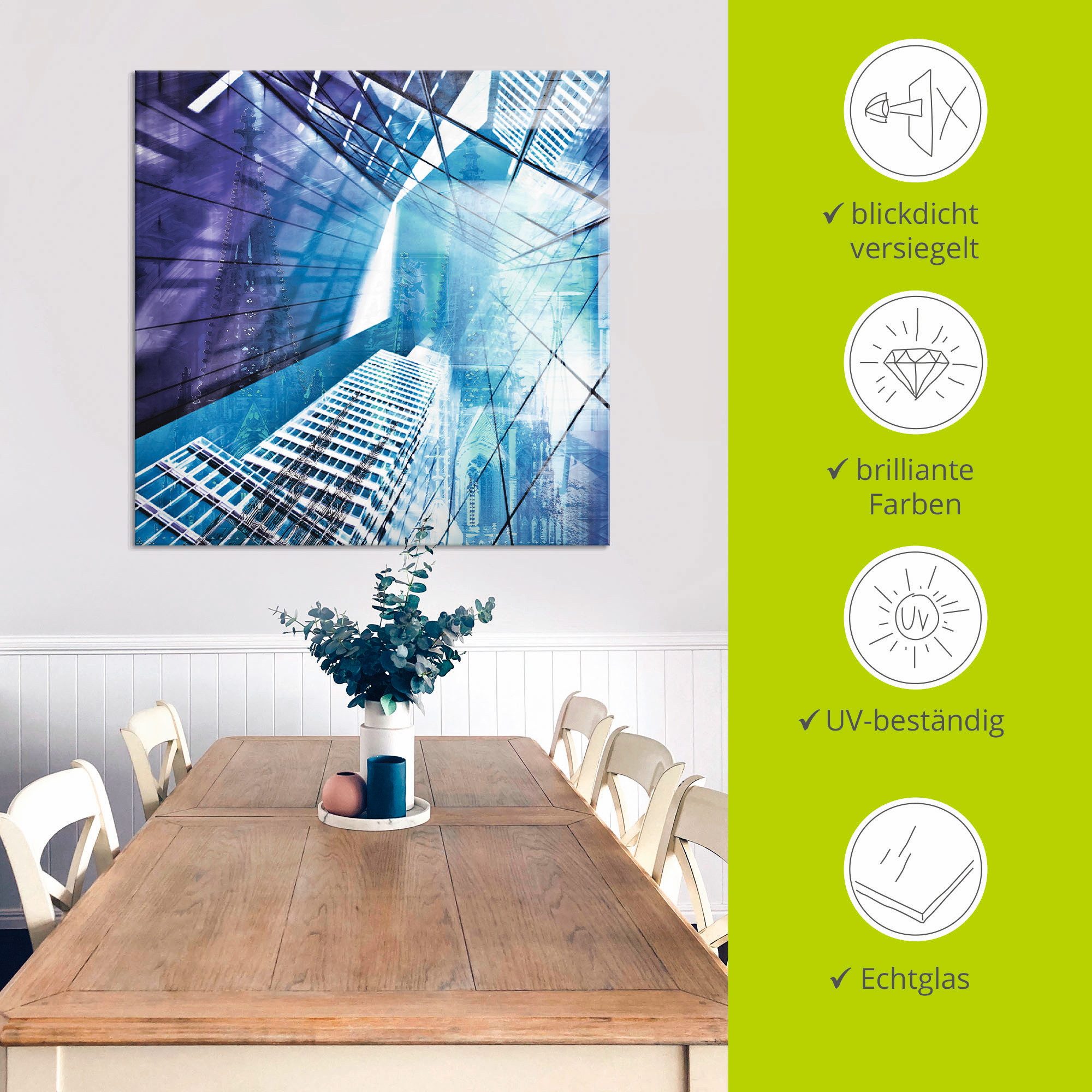 Artland Print op glas Keulen Skyline abstracte collage 11