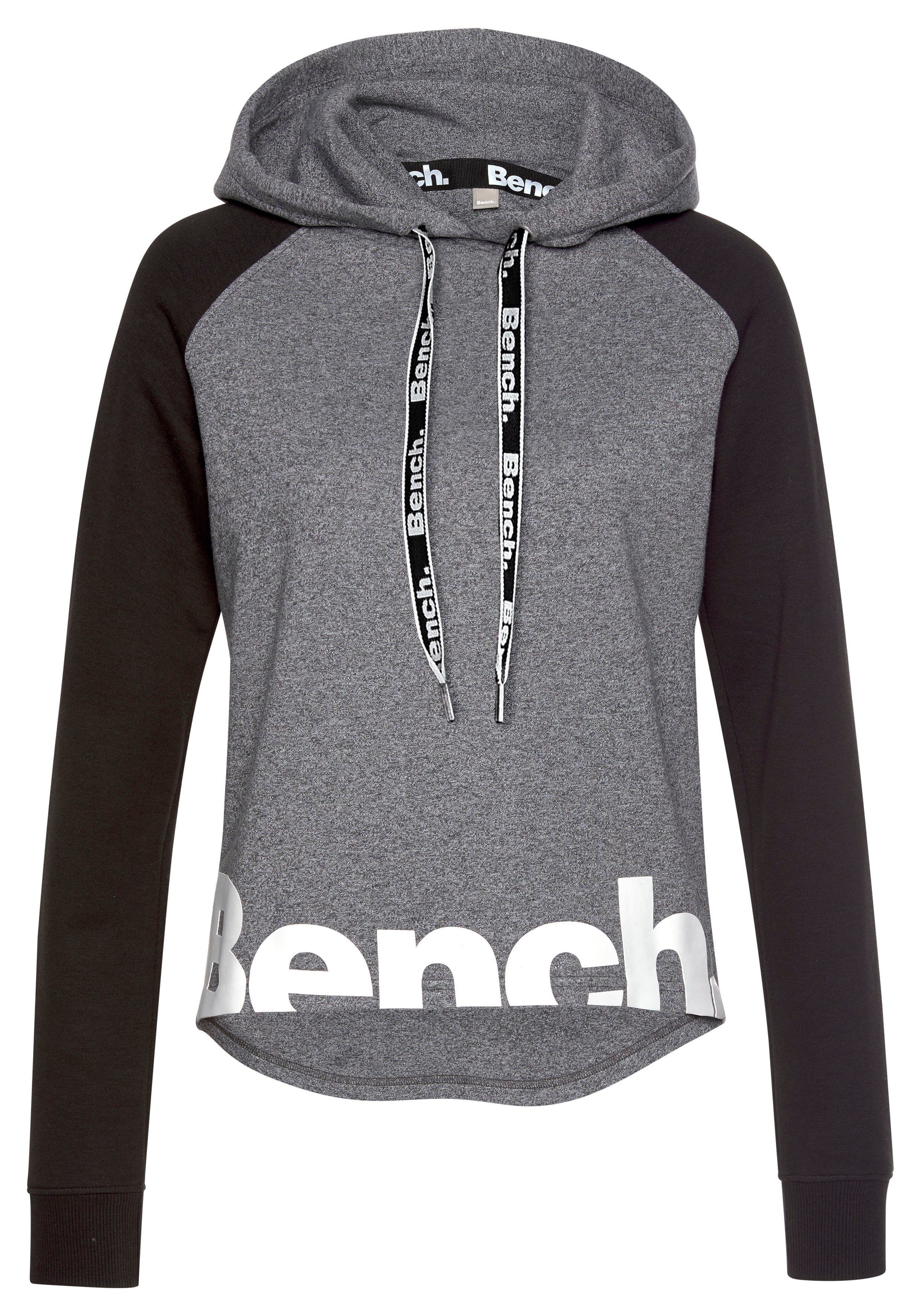 Bench. Loungewear Hoodie met kleurafgebakende mouwen en logoprint, loungepak, hoodie