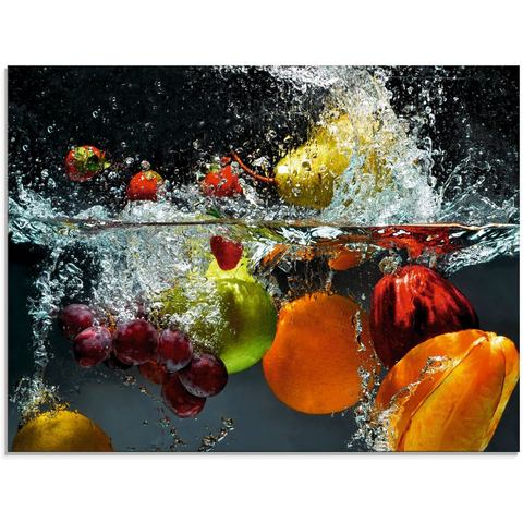 Artland print op glas Spritzendes Obst auf dem Wasser