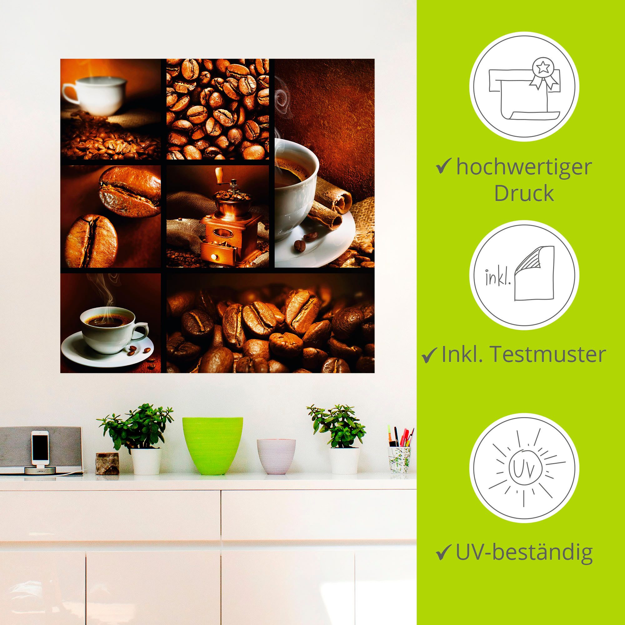 Artland Artprint Koffie collage als artprint op linnen, poster, muursticker in verschillende maten