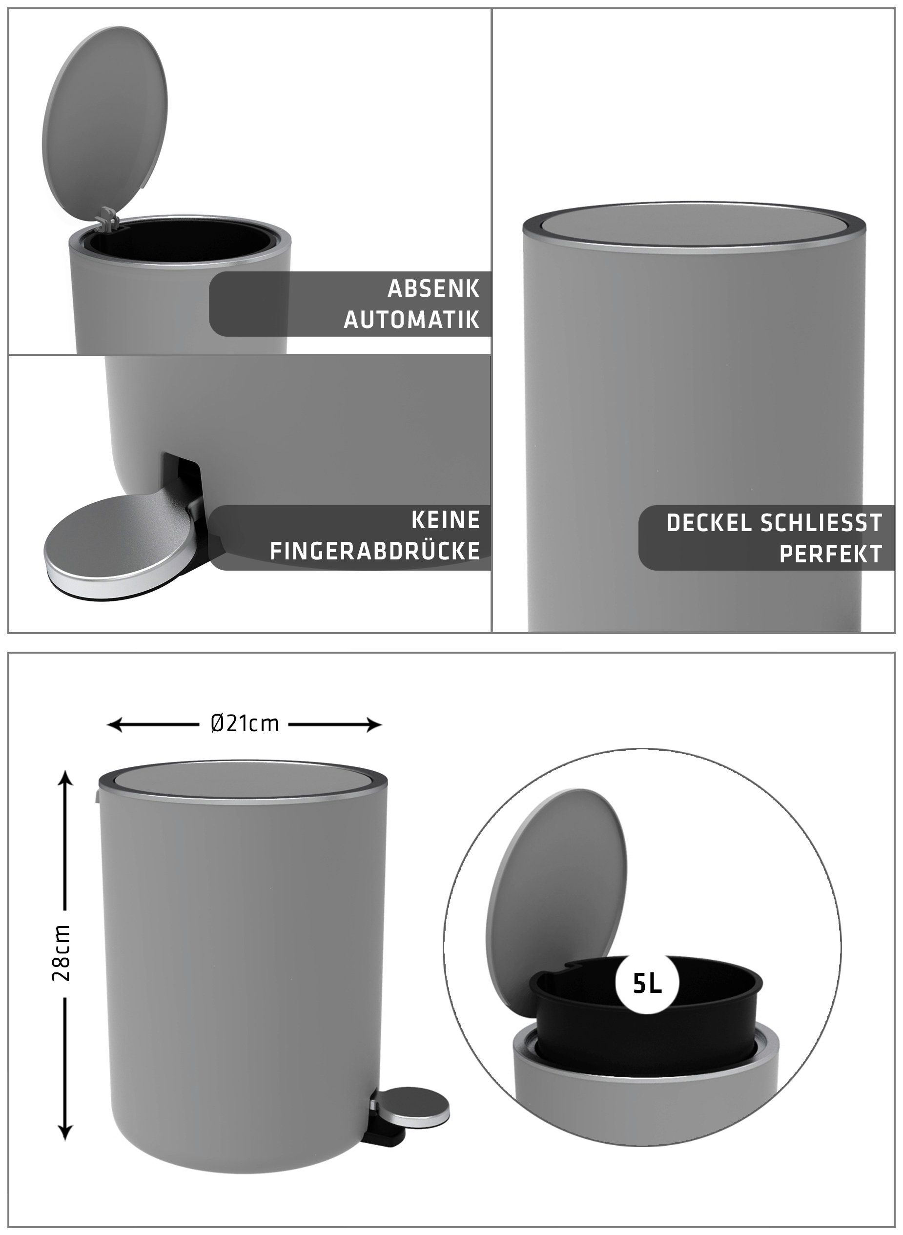 Bischof Tissue-emmer Design bad Ø 21 cm, hoogte 28 cm, inhoud 5,5 l (1 stuk)