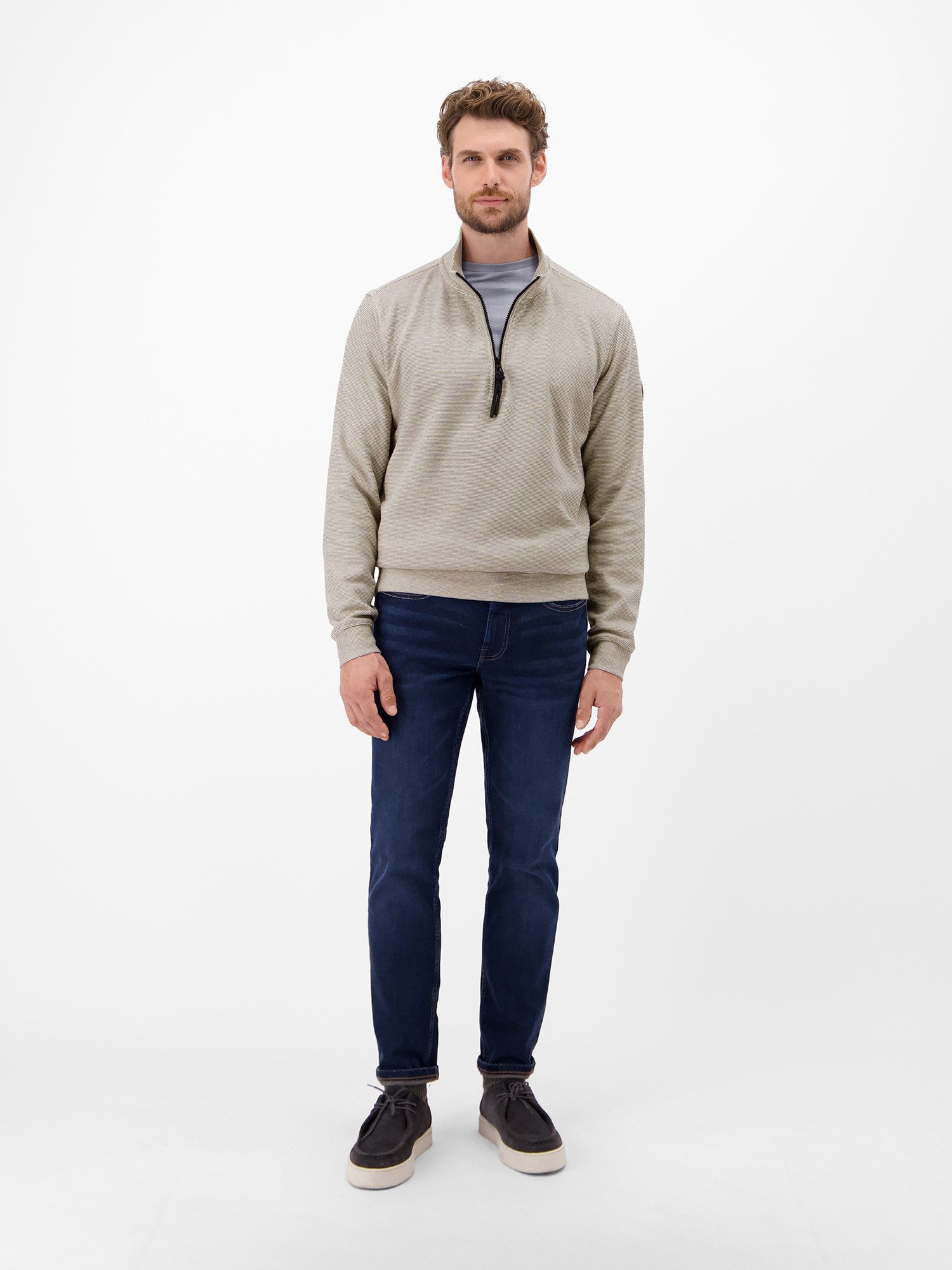 Lerros Sweatshirt LERROS effen brei troyer voor heren