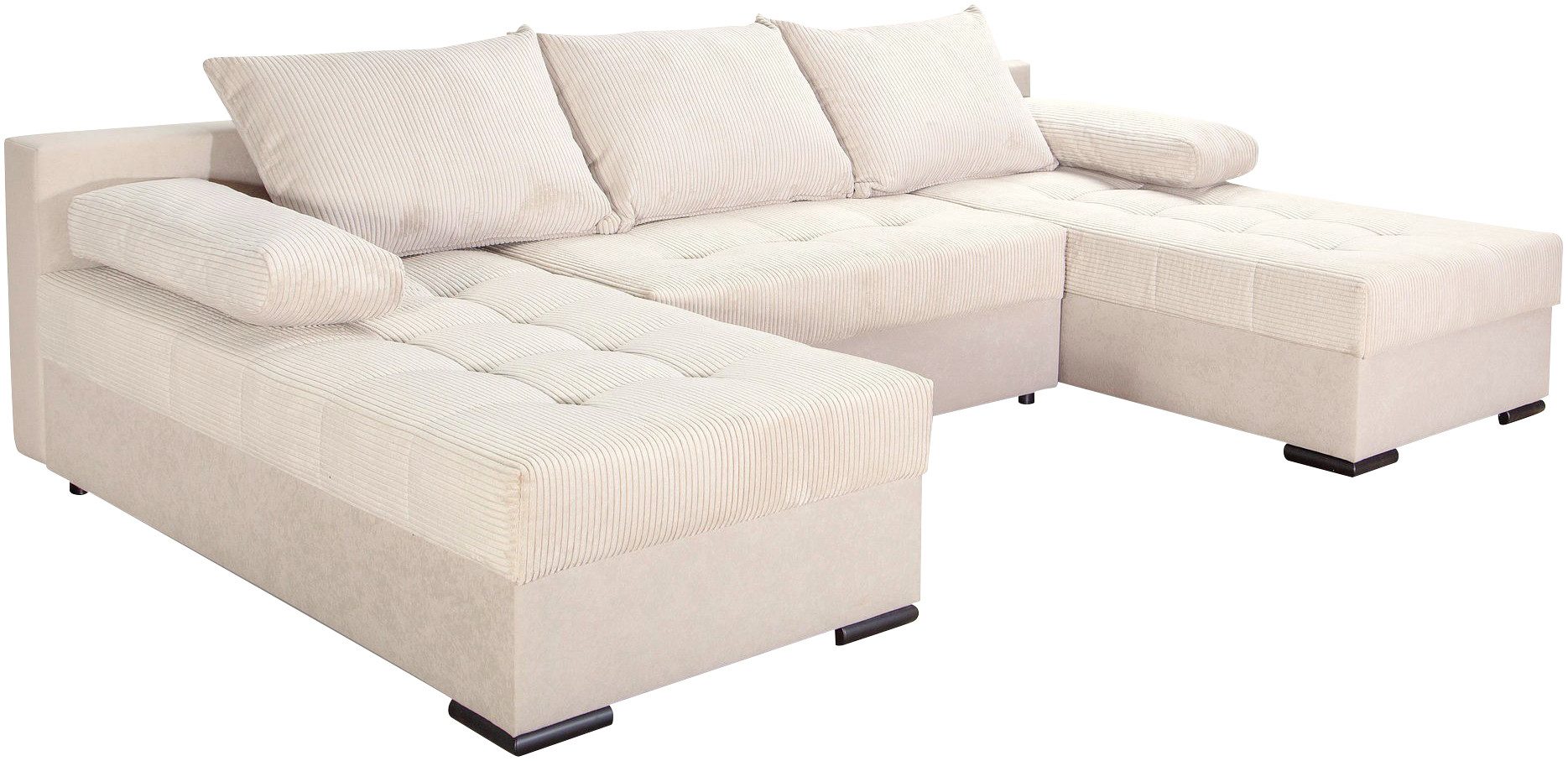 COLLECTION AB Zithoek Josy U-vorm, breedte 269 cm, platweefsel, structuur, kunstleer