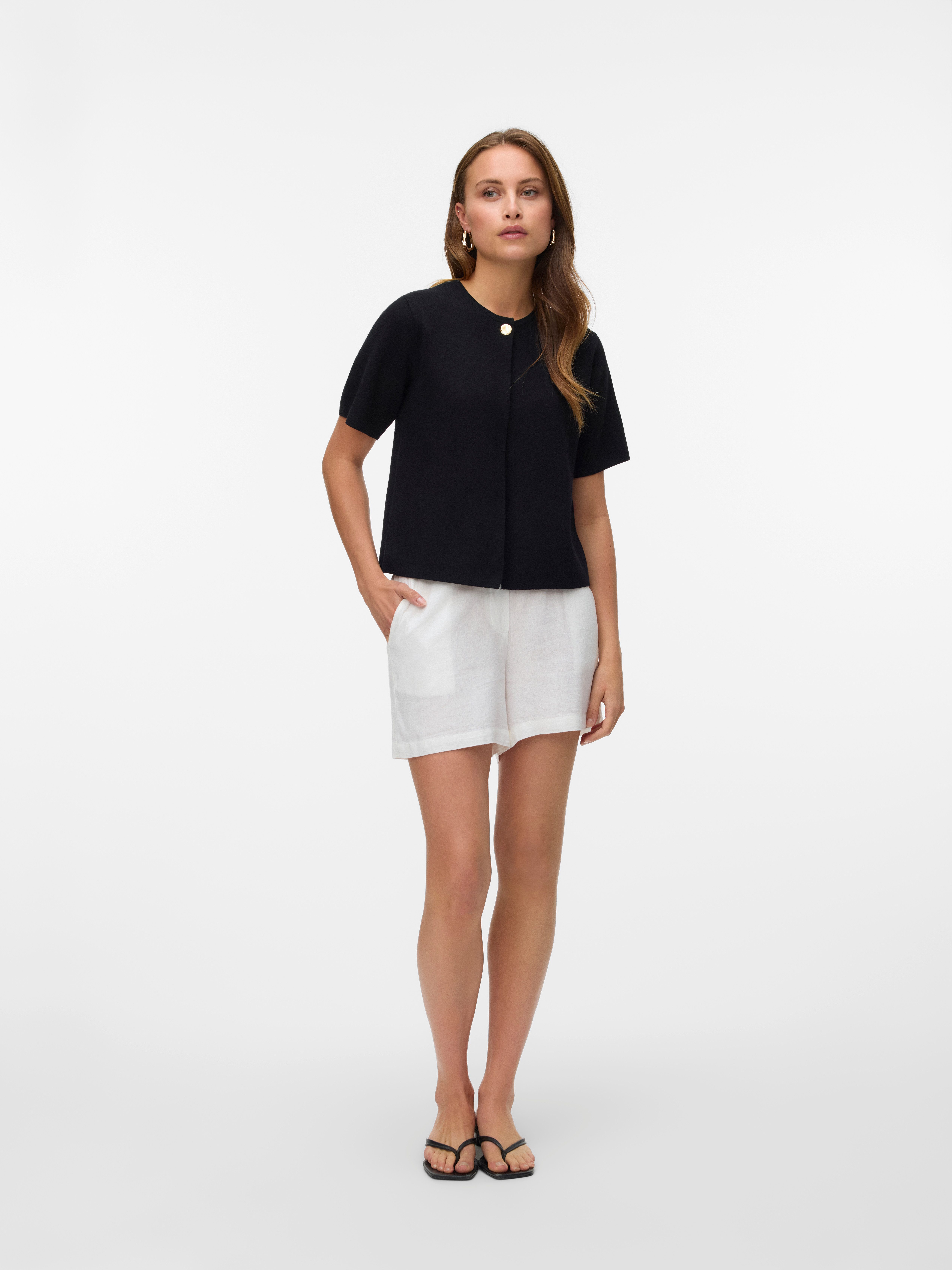 Vero Moda Vest VMGOLD SS O-NECK ONE BUTTON CARDIGAN
