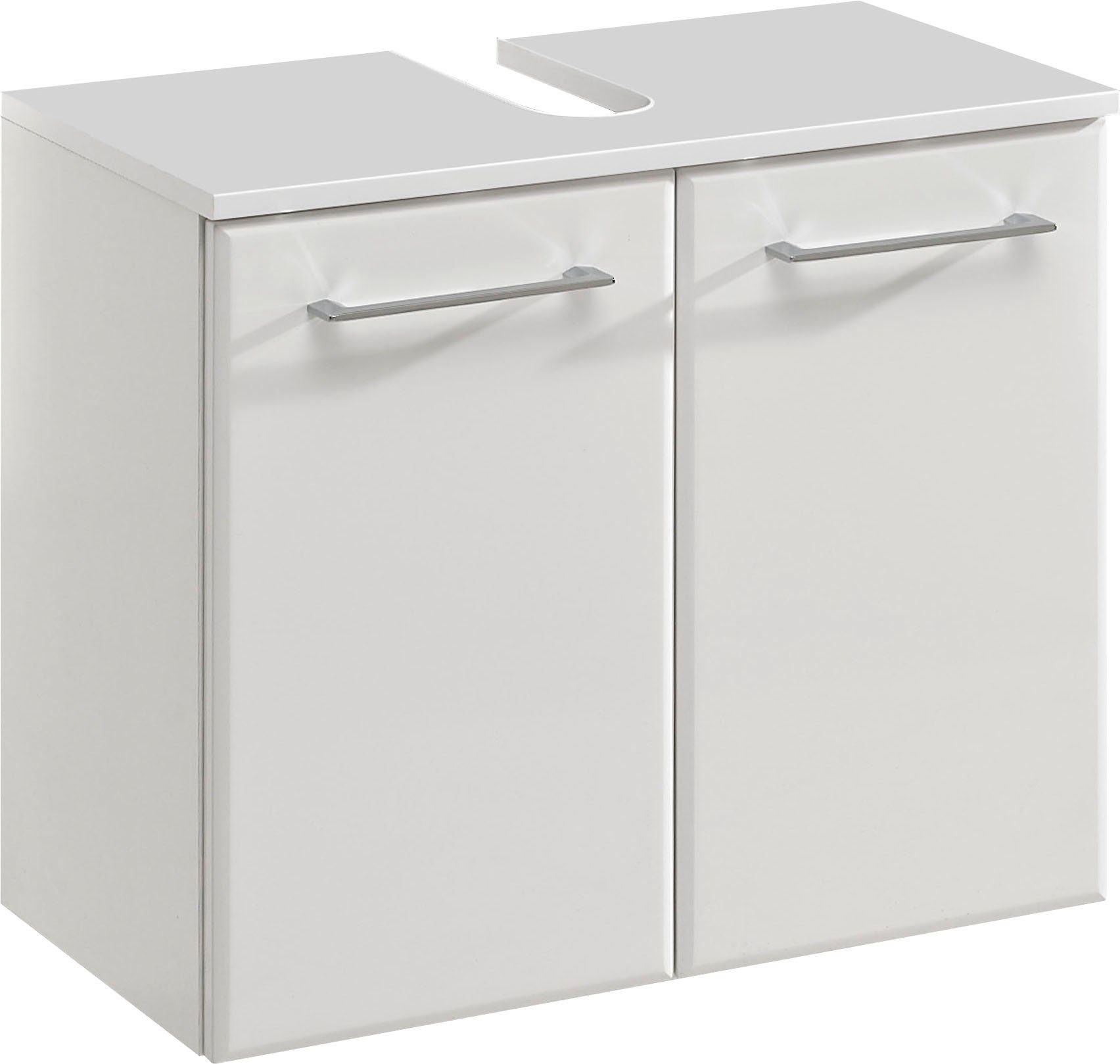 Saphir Wastafelonderkast Quickset 376 Onderkast, wit hoogglans, 2 deuren Wastafel kast inclusief deurdemper, 60 cm breed, zonder wastafel