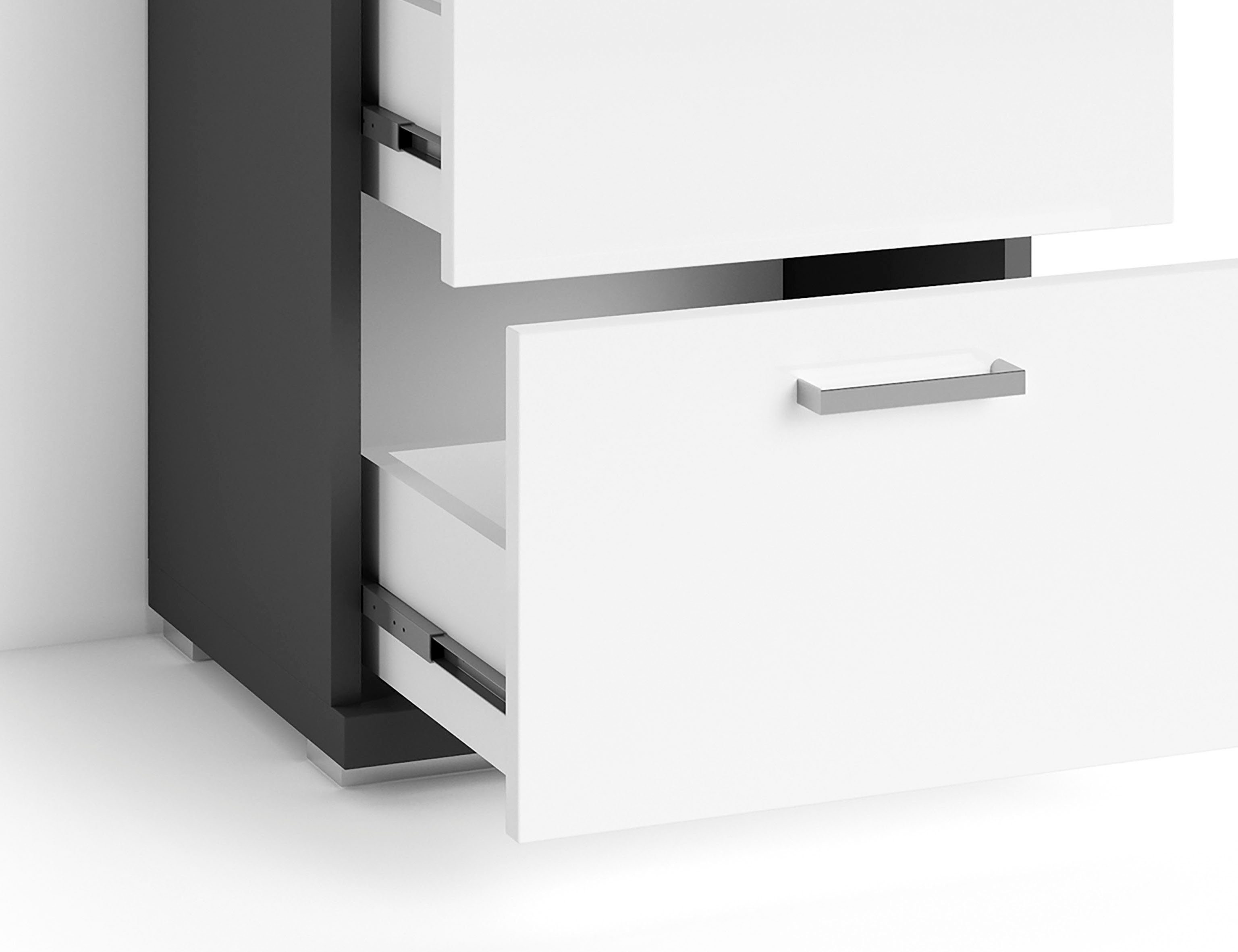 byLIVING Badkamerkast Nebraska Breedte 35 cm, badkamerkast met metalen handgrepen, 3 laden