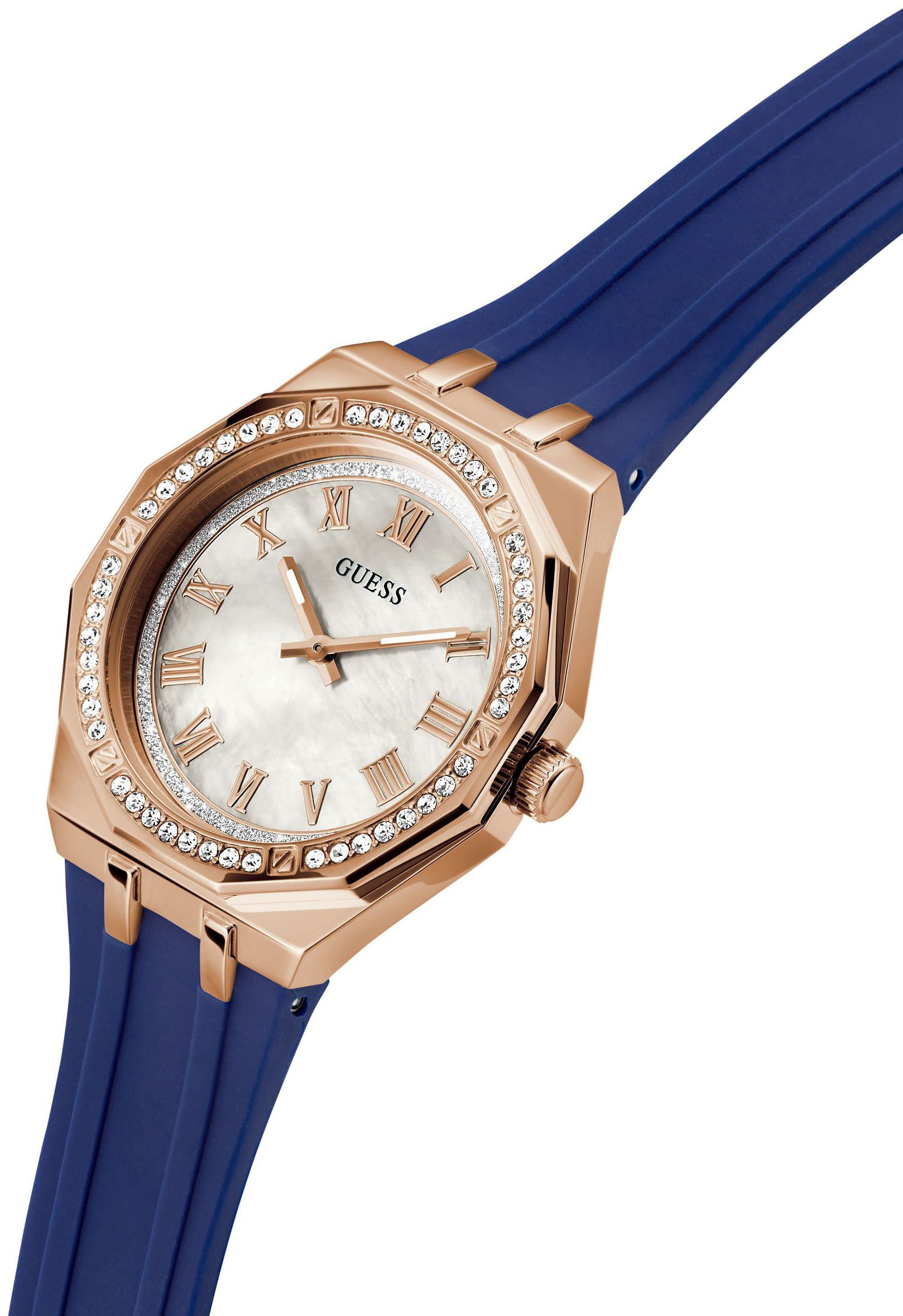 Guess Kwartshorloge Desire Horloge, dameshorloge, kristallen, mineraalglas, stalen band