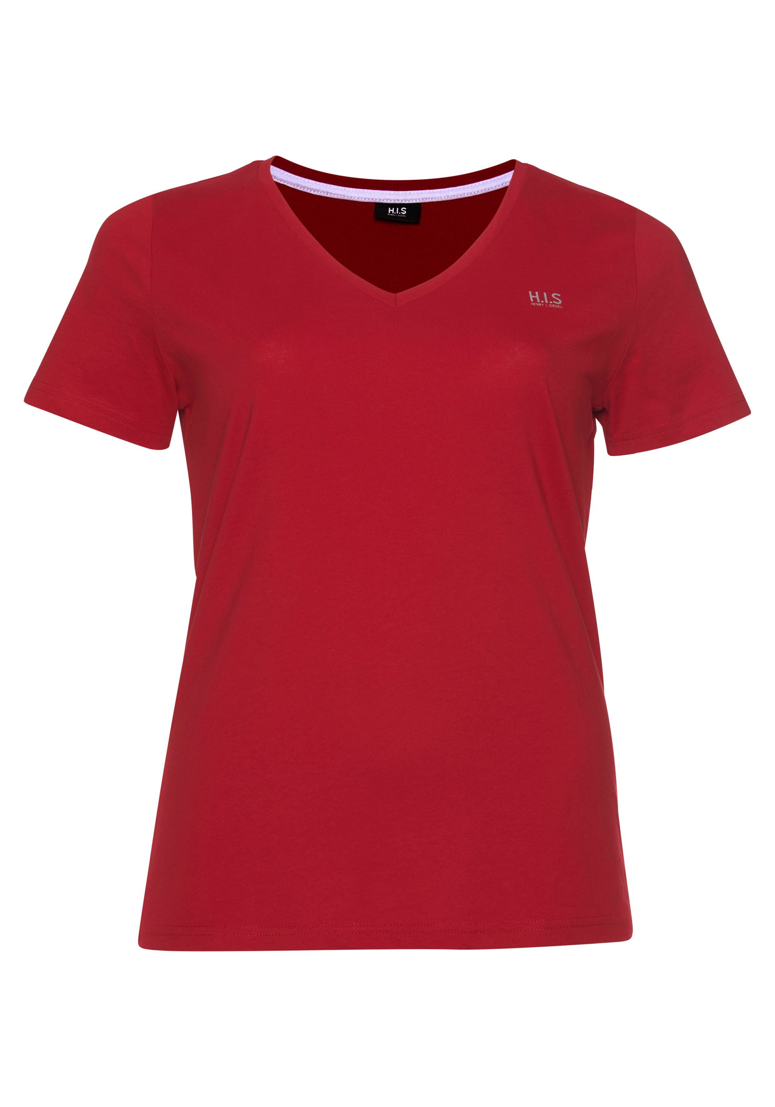 H.I.S T-shirt Essential basics figuurvolgende snit, van katoen (Set van 3)