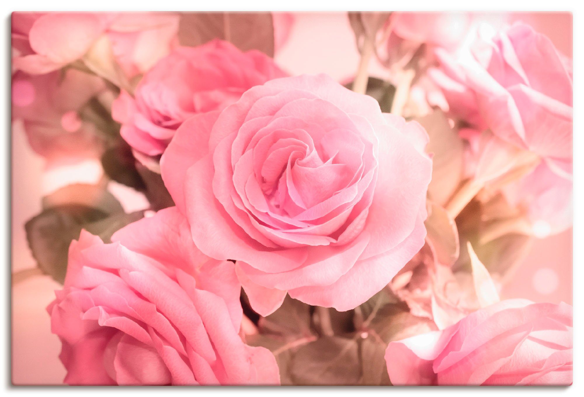 Artland Artprint Boeket roze rozen in vele afmetingen & productsoorten - artprint van aluminium / artprint voor buiten, artprint op linnen, poster, muursticker / wandfolie ook gesc