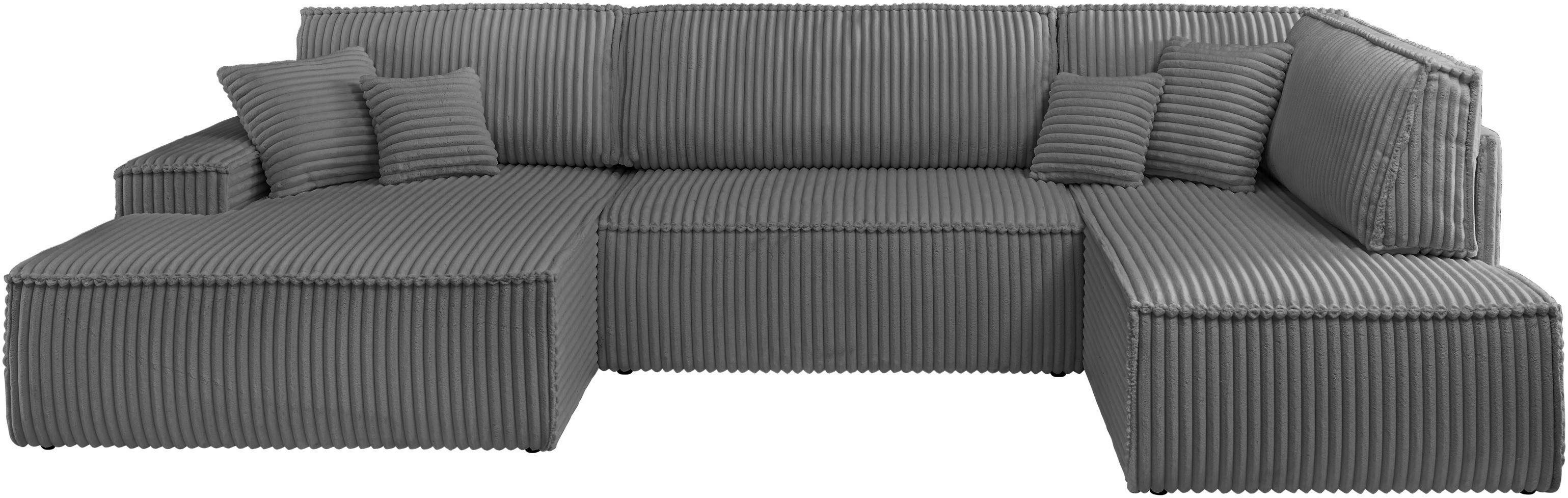 andas Zithoek FINNLEY U-model XXL 329 cm, bedbank, slaapfunctie m. bedkist