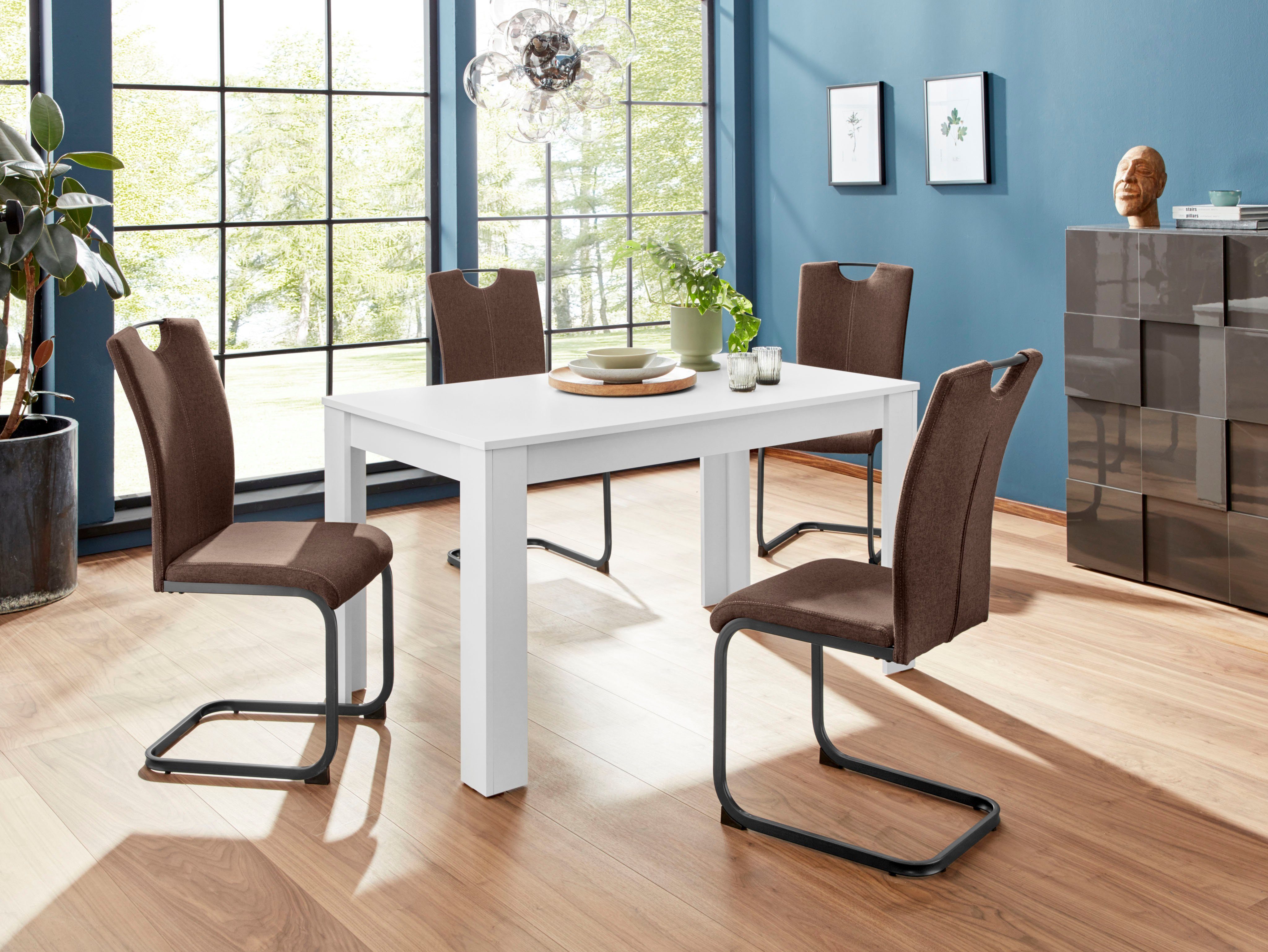 Homexperts Eetkamerstoel Viva (set van 2 of 4), overtrekstof in weefstof, metalen frame in antraciet (set)