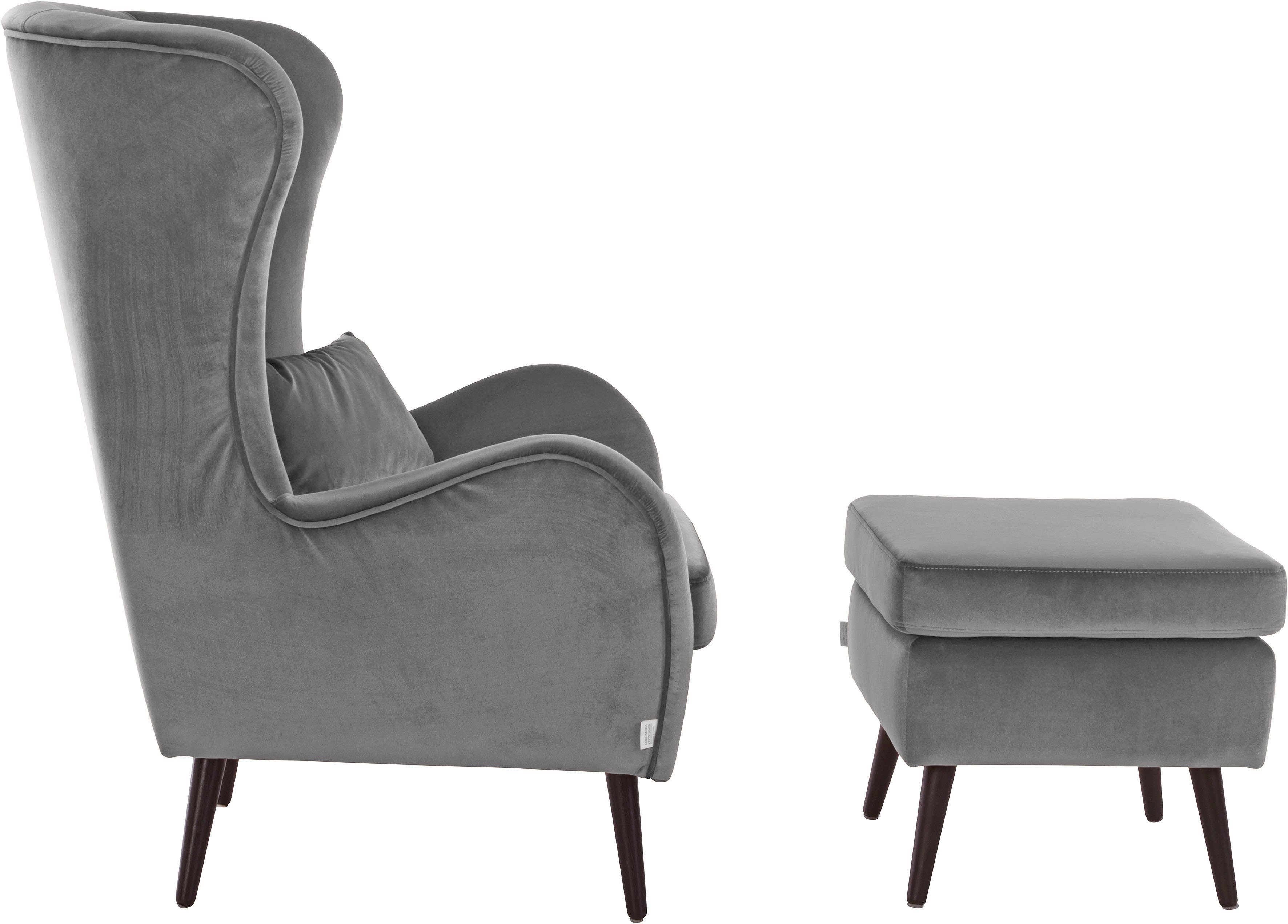 Guido Maria Kretschmer Home&Living Fauteuil Sallito, TV-stoel, oorfauteuil met Hocker, in veel stofkwaliteiten, ook in fluweelcord