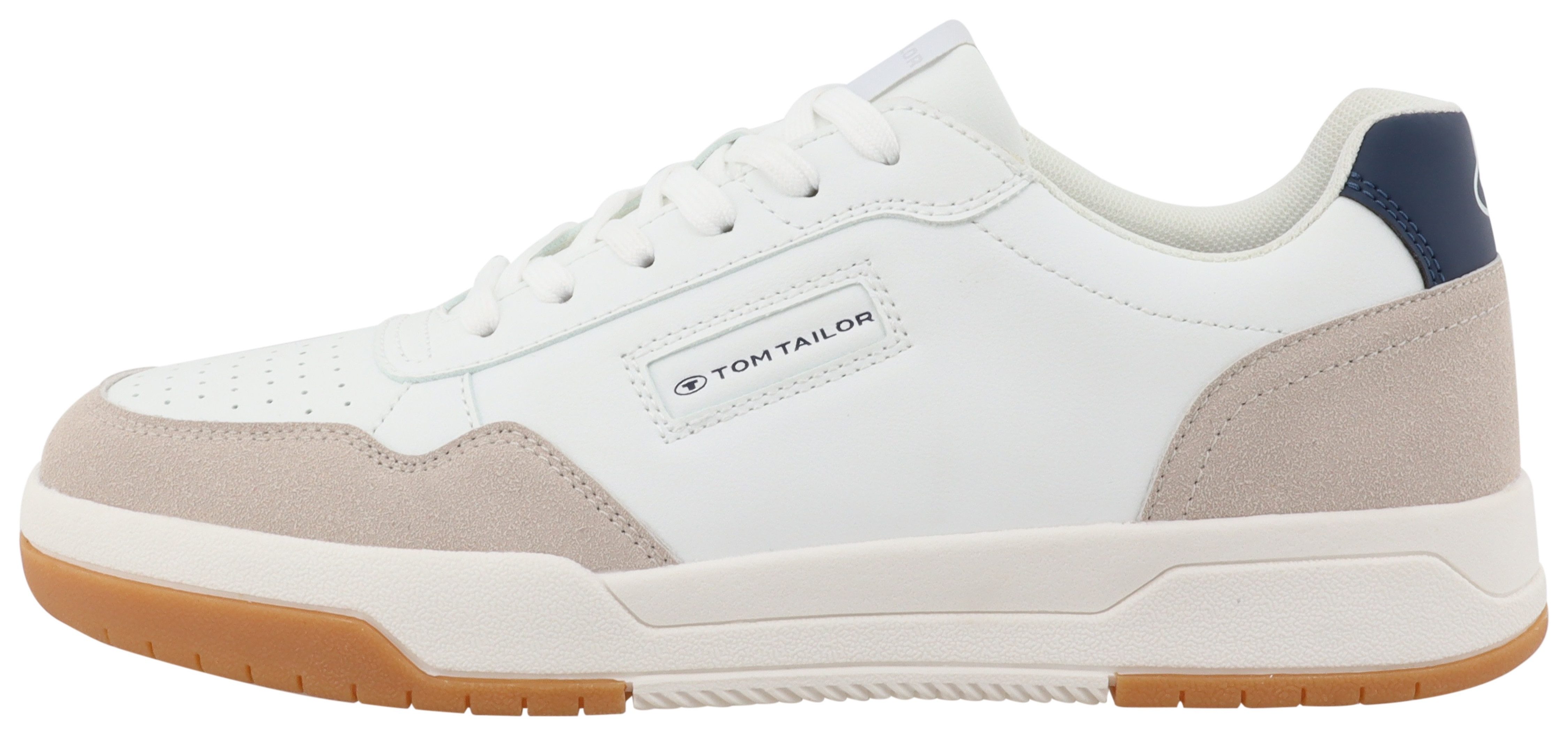 Tom Tailor Sneakers met sleehak , vrijetijdsschoen, lage schoen, veterschoen met perforatie