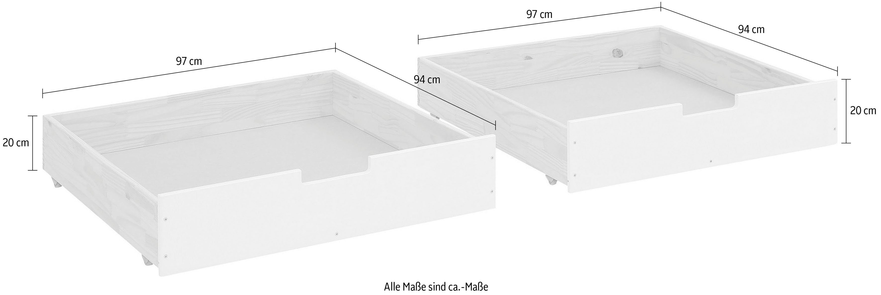 Lüttenhütt Bedlade Janne set van 2, grenenhout en mdf, breedte per lade 97 cm