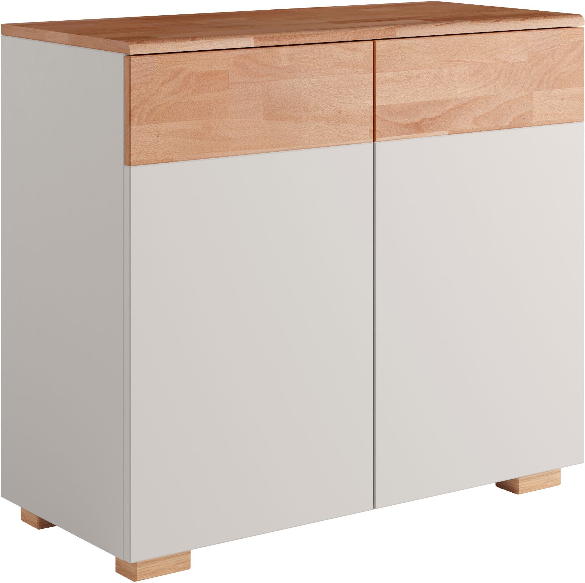 Home affaire Kast Citra deels massief Breedte 90cm, moderne greeploze uitstraling met push-to-open functie dressoirs beige