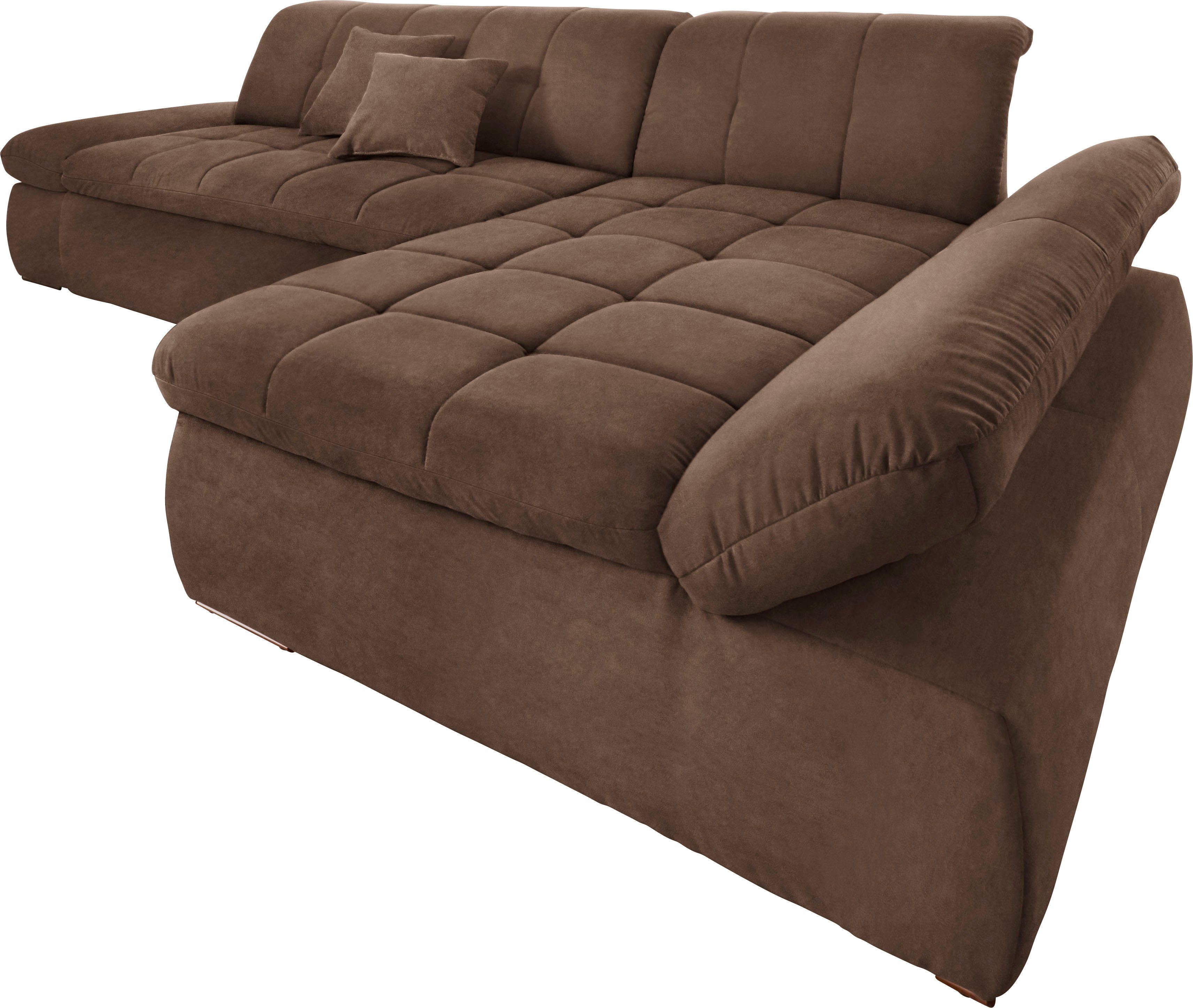 DOMO collection Hoekbank NMoric XXL, B/D/H: 300/172/80cm, L-vorm naar keuze met slaapfunctie en verstelbare armleuning
