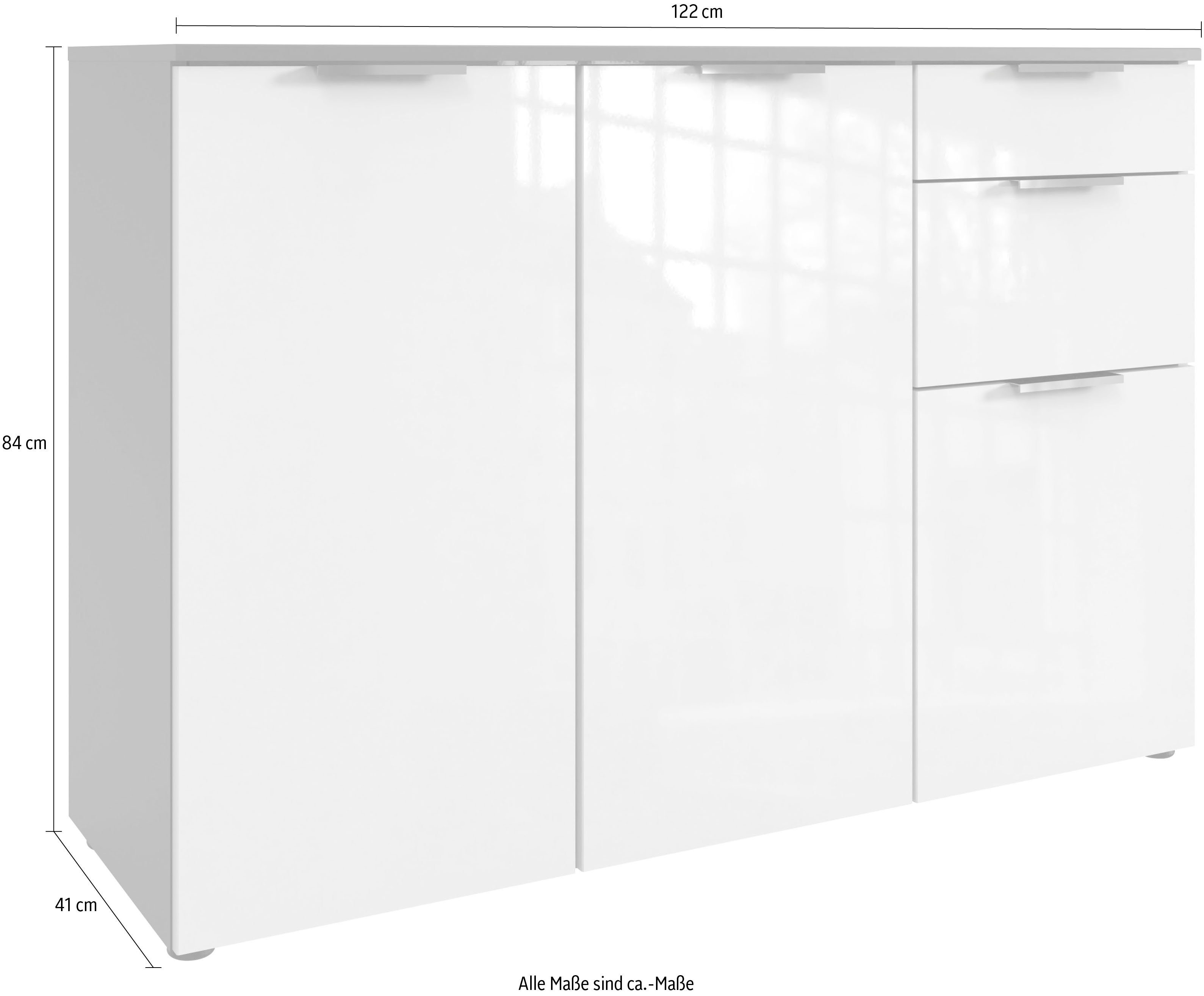 Wimex Kast met laden en deuren Level36 D by fresh to go met gelakte hoogglansfronten, soft-closefunctie, 122 cm breed