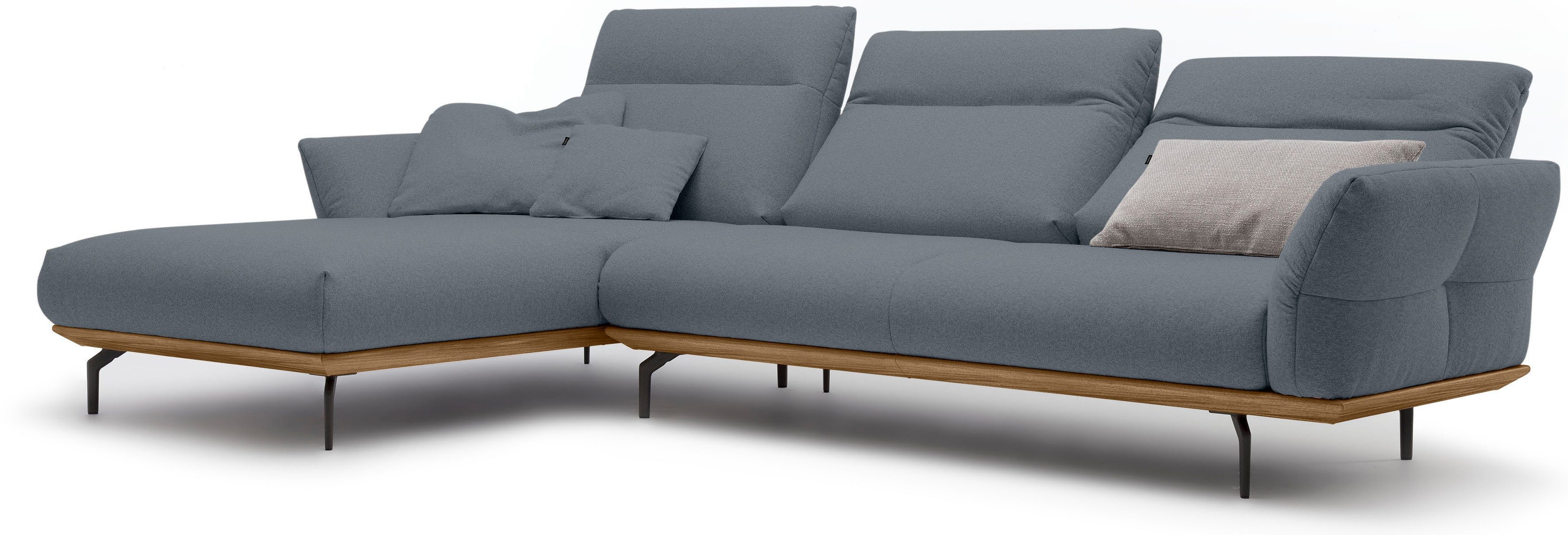Creation BY ROLF BENZ Hoekbank Hs.460 Sokkel in walnotenhout, onderstel in umbra grijs, breedte 318 cm