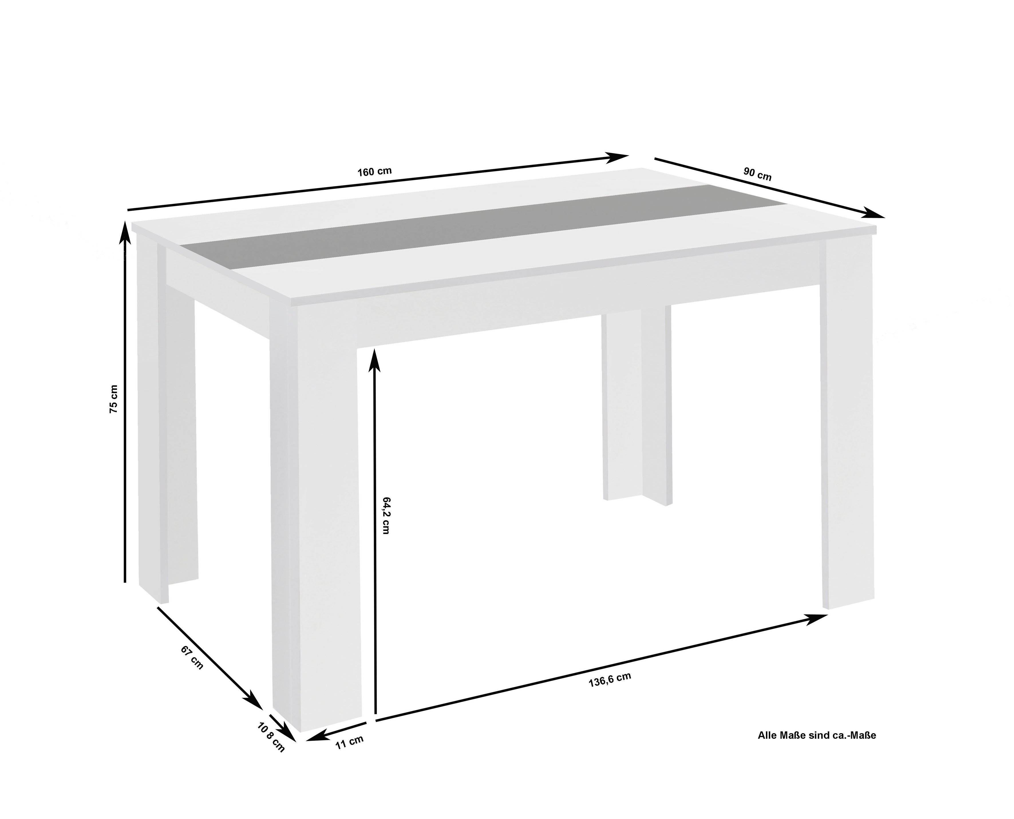 byLIVING Eettafel Nori Breedte 120, 140 of 160 cm, middelste blad keerbaar
