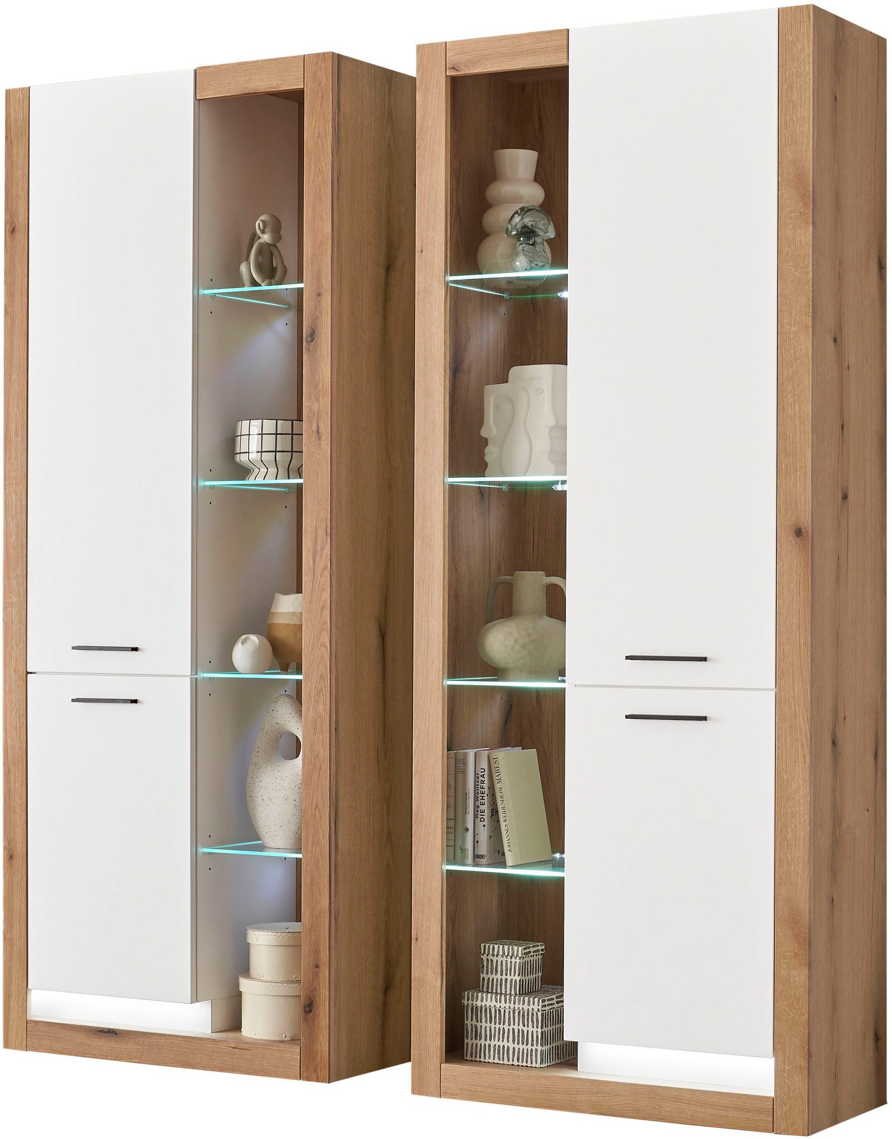 INOSIGN Wandmeubel Brixen, moderne opbouwwand, woonkamer set, eik Evoke decor met wit (set, 2-delig)