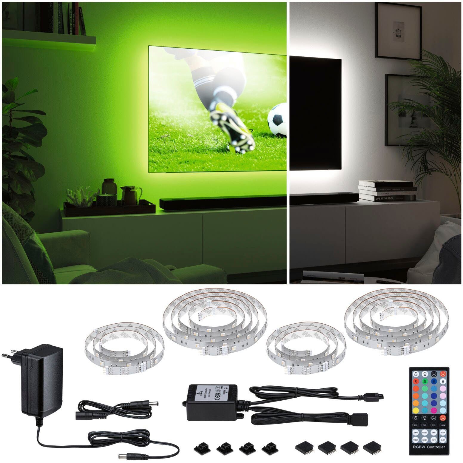 Paulmann Led-strepen MaxLED 250 TV Comfort Basisset 65 Inch 4,3m Dynamisch RGB 22W 234lm/m (1 stuk)
