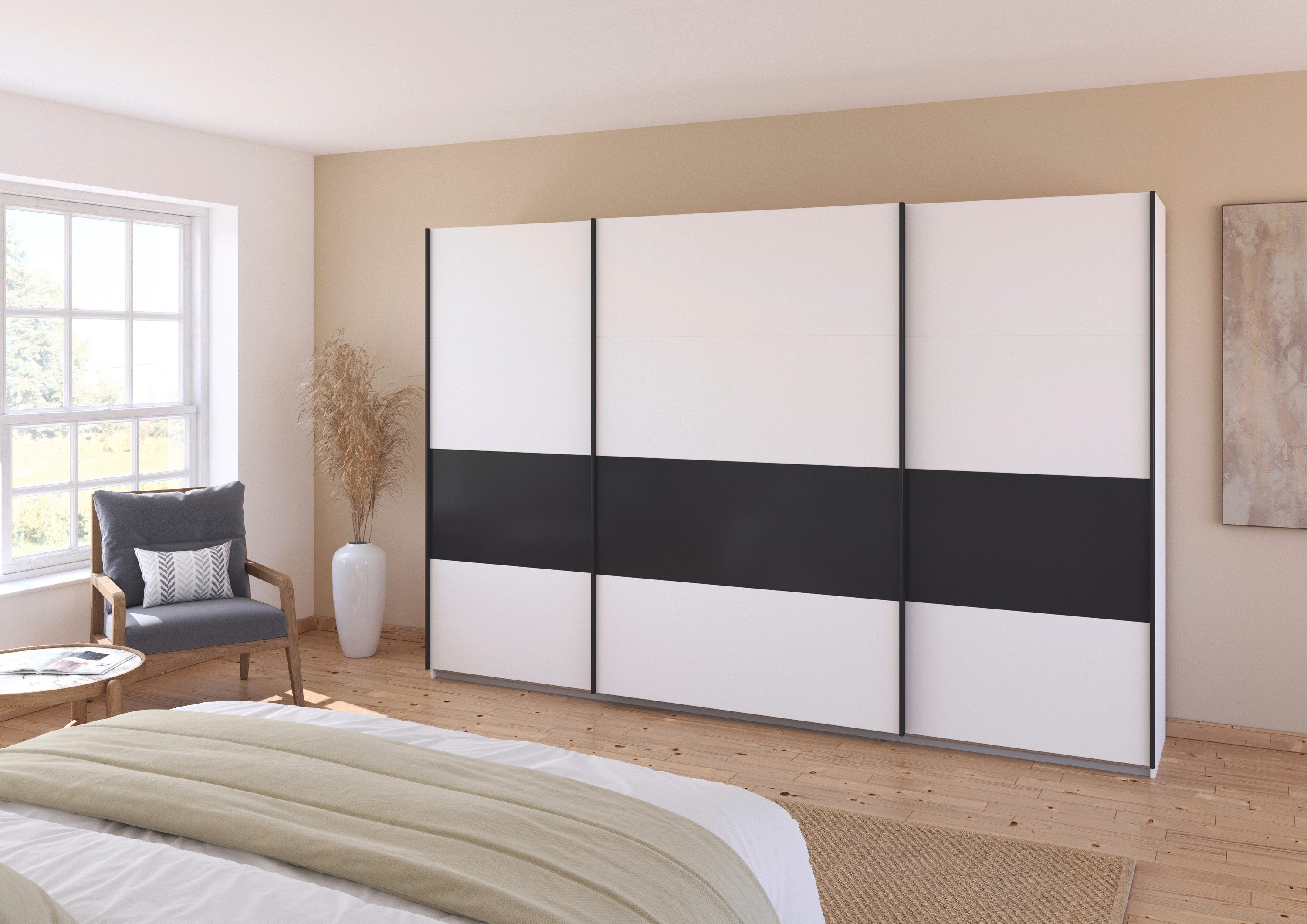 rauch Schuifdeurkast Kledingkast Kast Garderobe CORTONA inclusief indeling, 2 stoffen dozen en extra planken