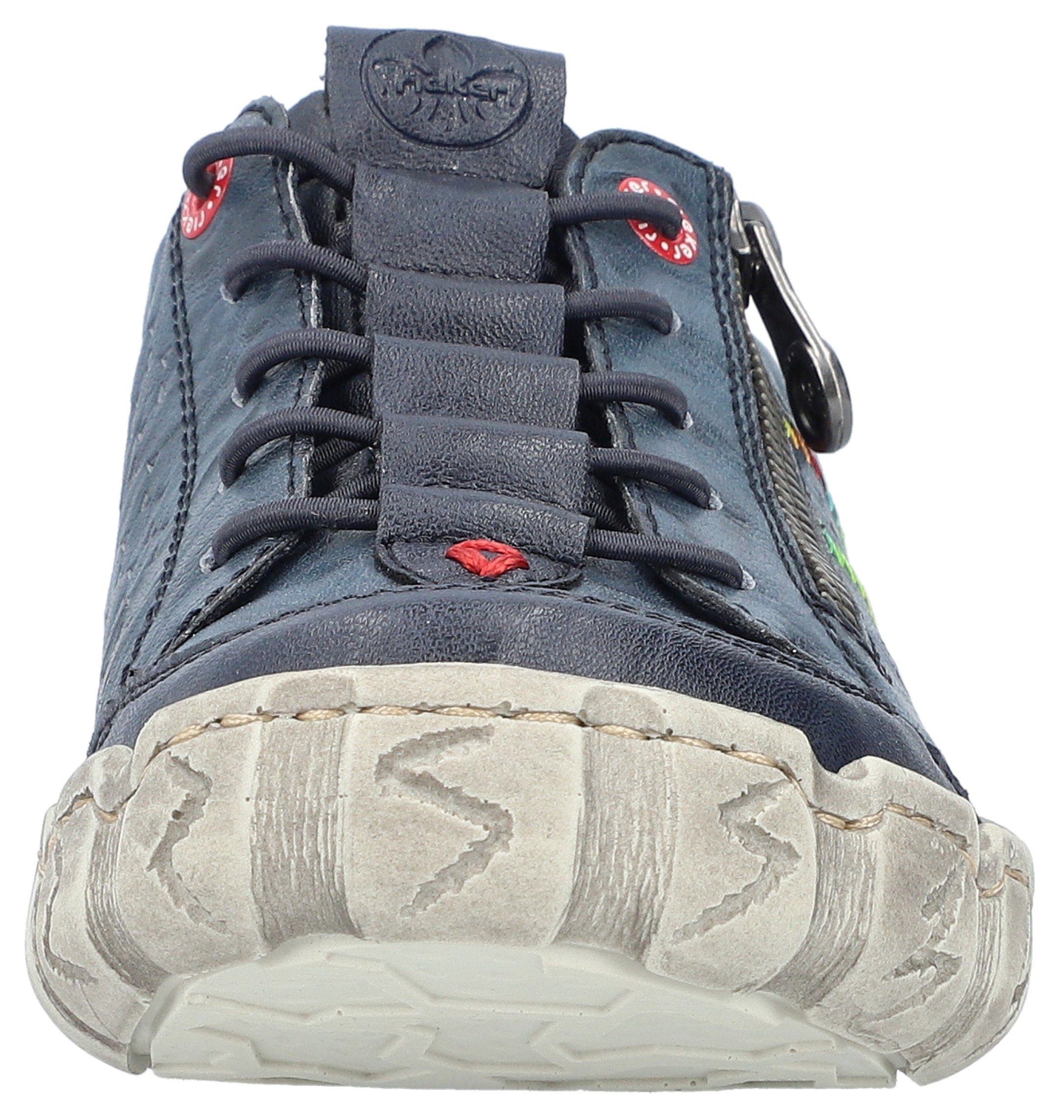 Rieker Sneakers Vrijetijdsschoen, lage schoen, instapschoen, met kleurrijke siersteek