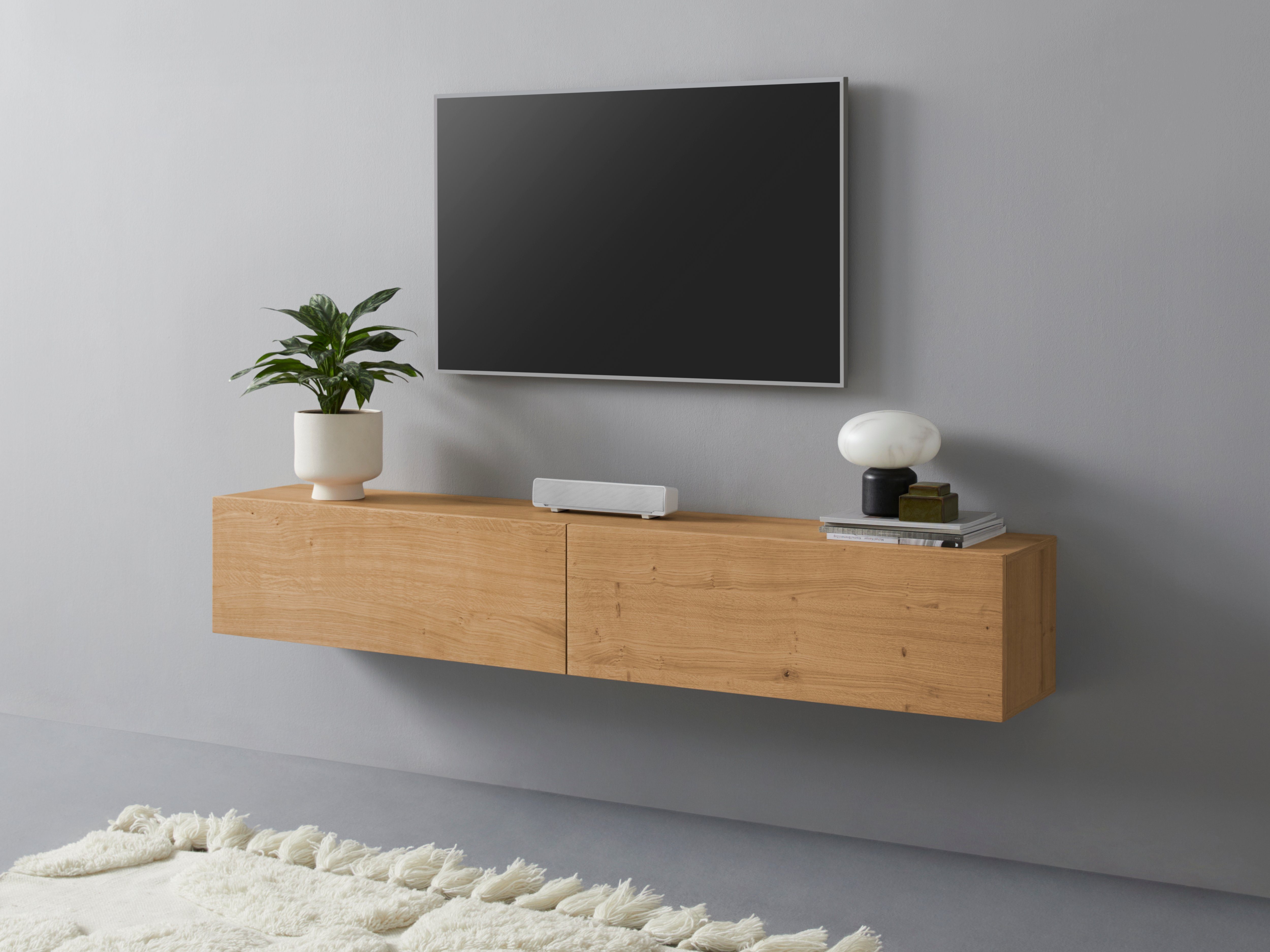VOGL Möbelfabrik Tv-meubel 1237 Breedte 184 cm, hangend en staand, front van gefineerd eiken lowboards beige