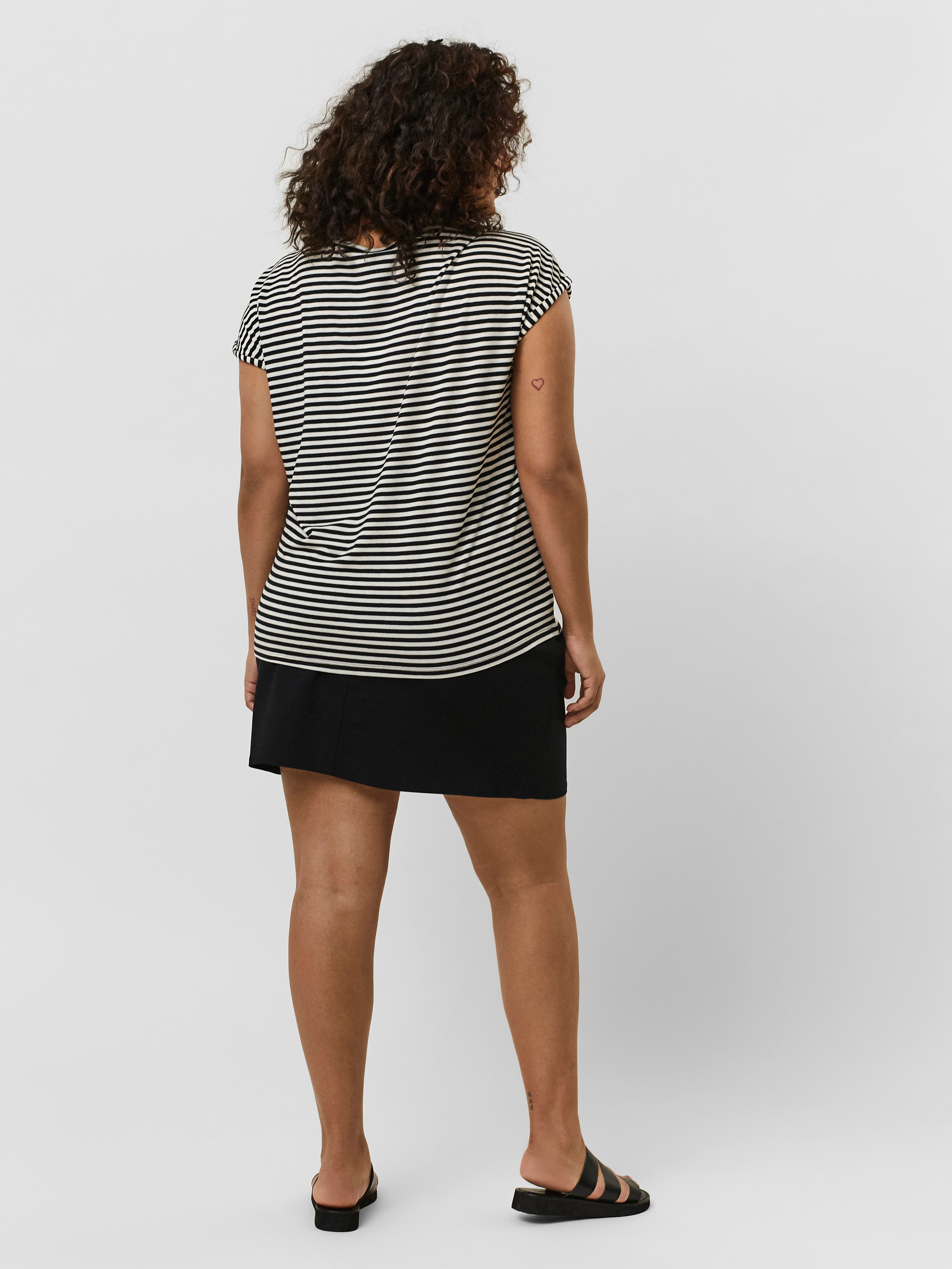 Vero Moda Curve Shirt met korte mouwen VMAVA PLAIN SS TOP STRIPE GA NOOS CURVE
