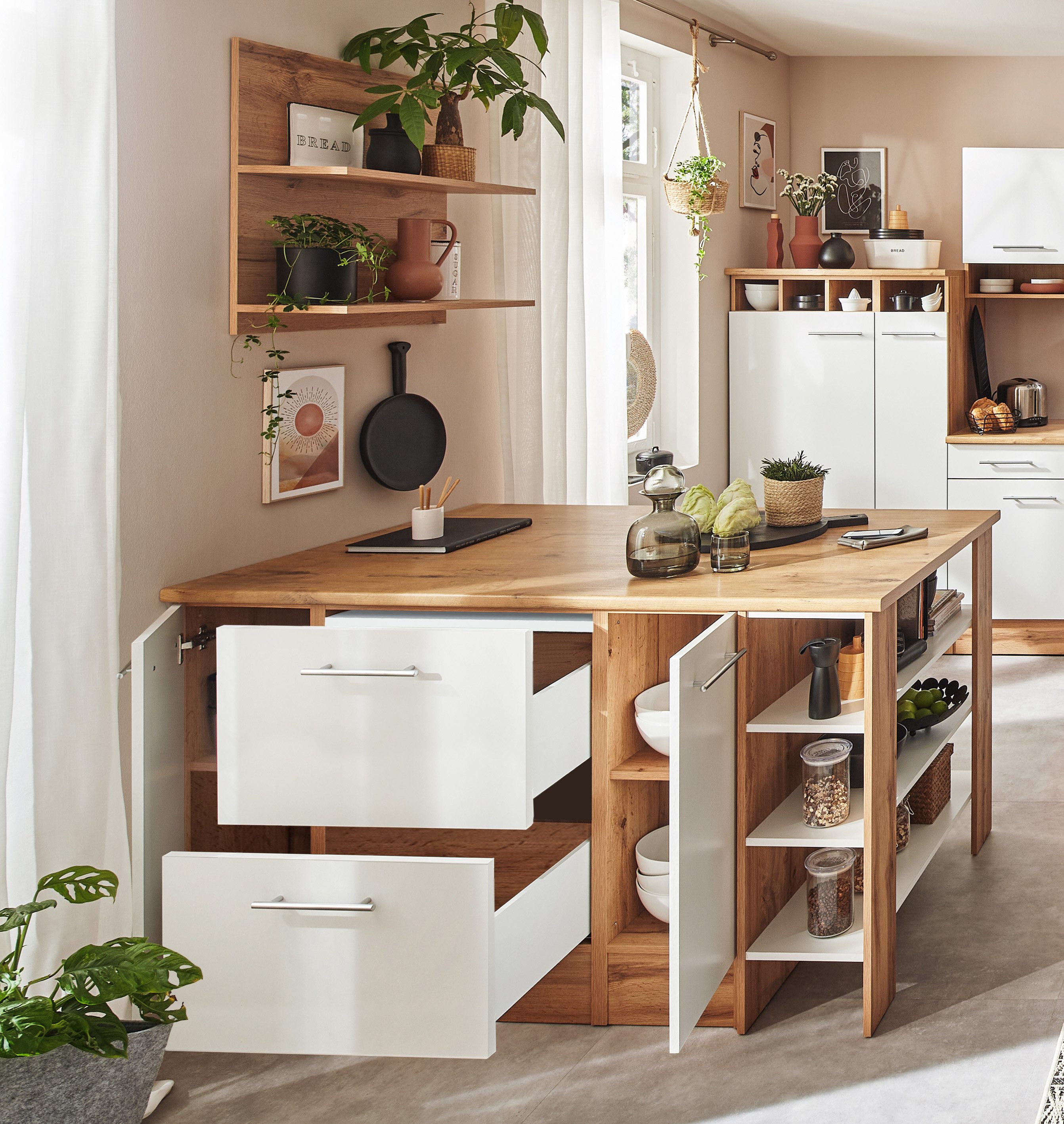 RESPEKTA Kookeiland HILDE Breedte 150 cm, incl. wandplank