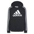 adidas performance hoodie big logo 3-strepen fleece-hoody zwart