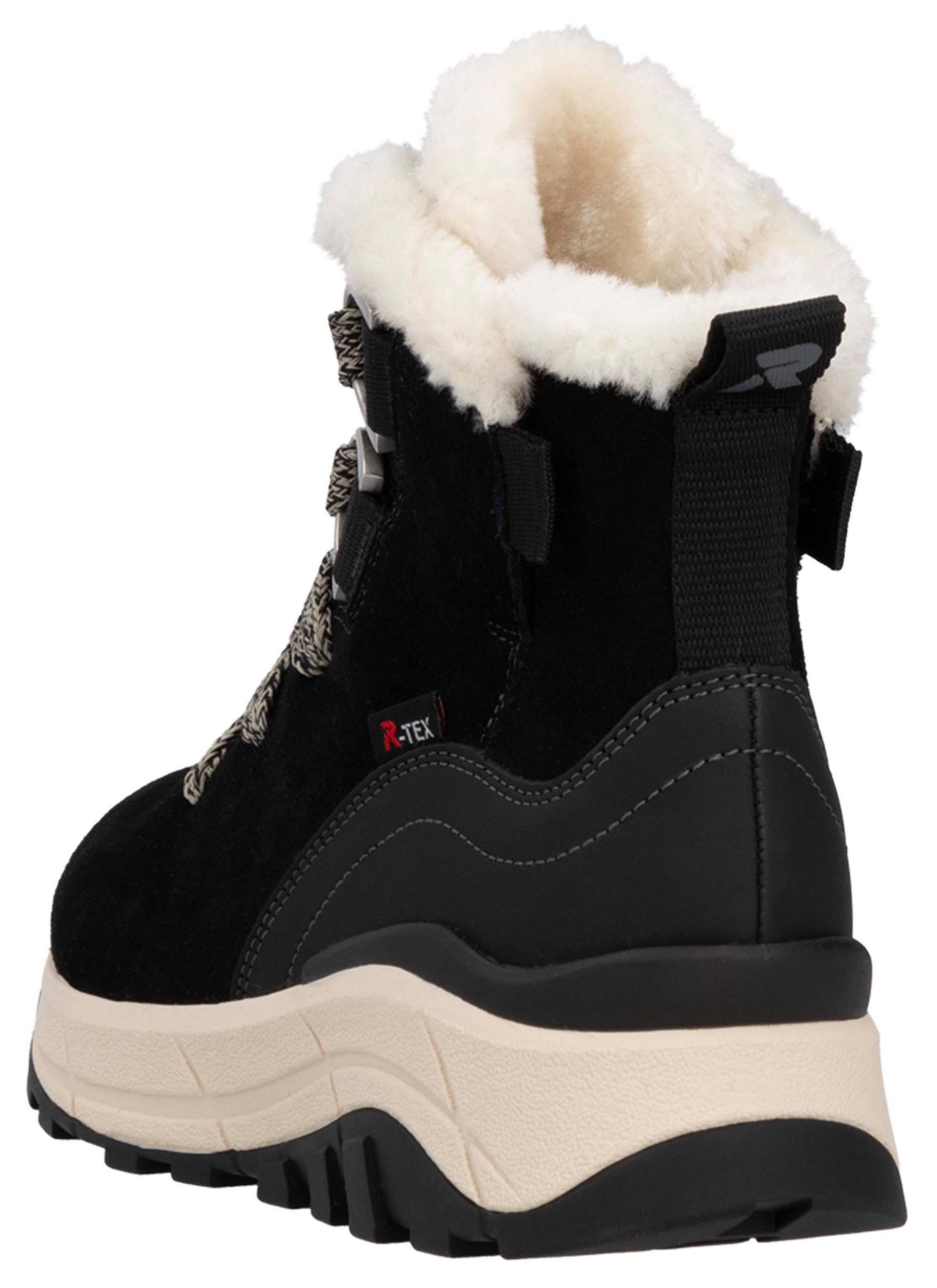 Rieker EVOLUTION Winterlaarzen , sleehak, veterschoenen, outdoorschoen met schapenwol voering