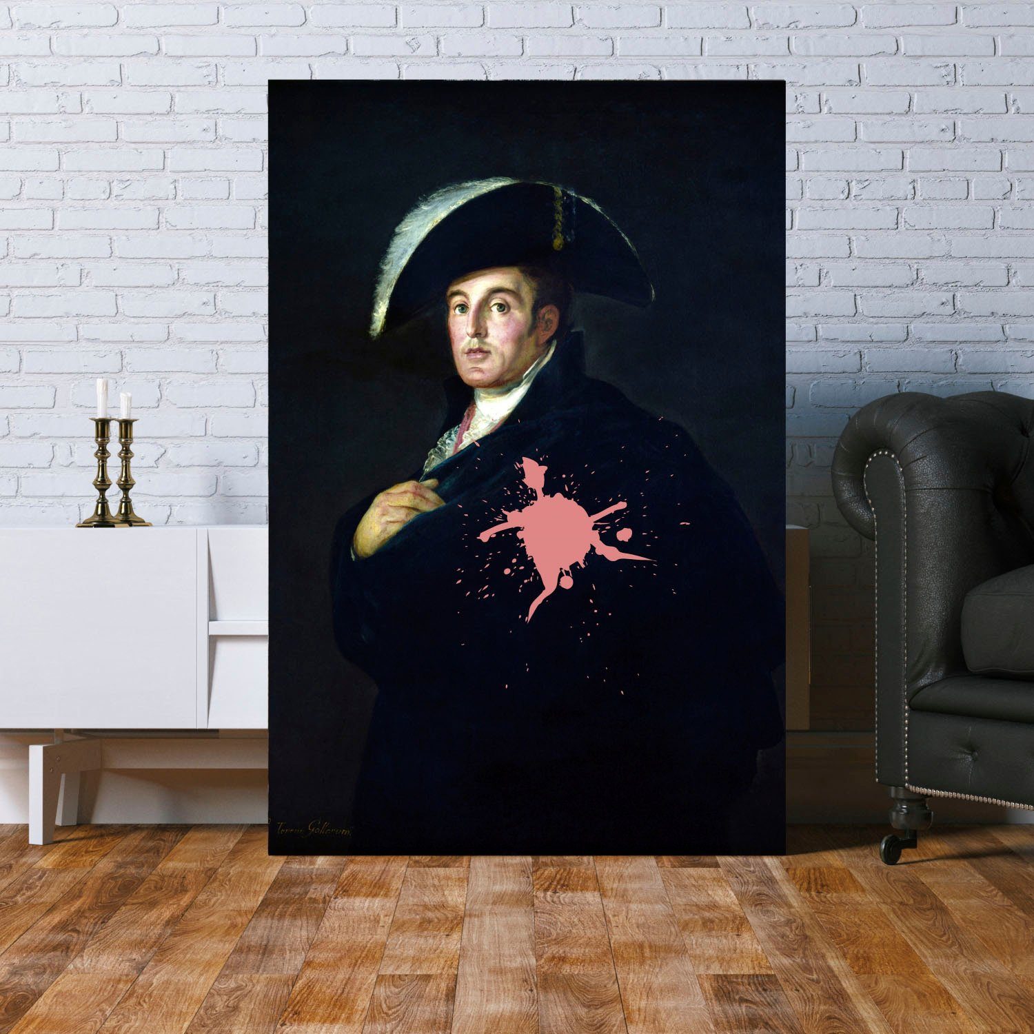 queence Artprint op acrylglas Man met kleurvlek Fine Art-print in galeriekwaliteit