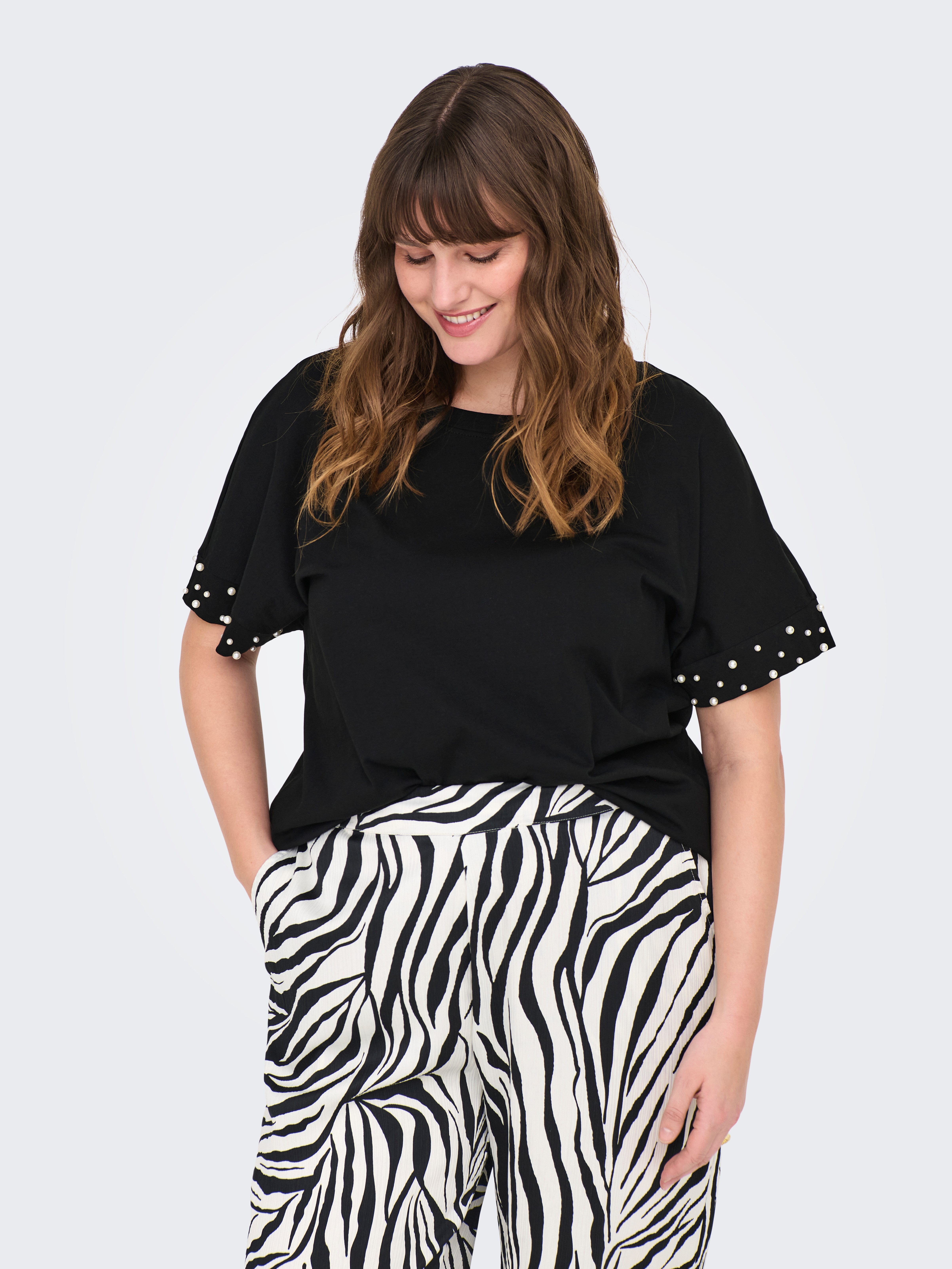 ONLY CARMAKOMA Shirt met korte mouwen CAROLIVIA S/S LOOSE O-NECK TOP JRS
