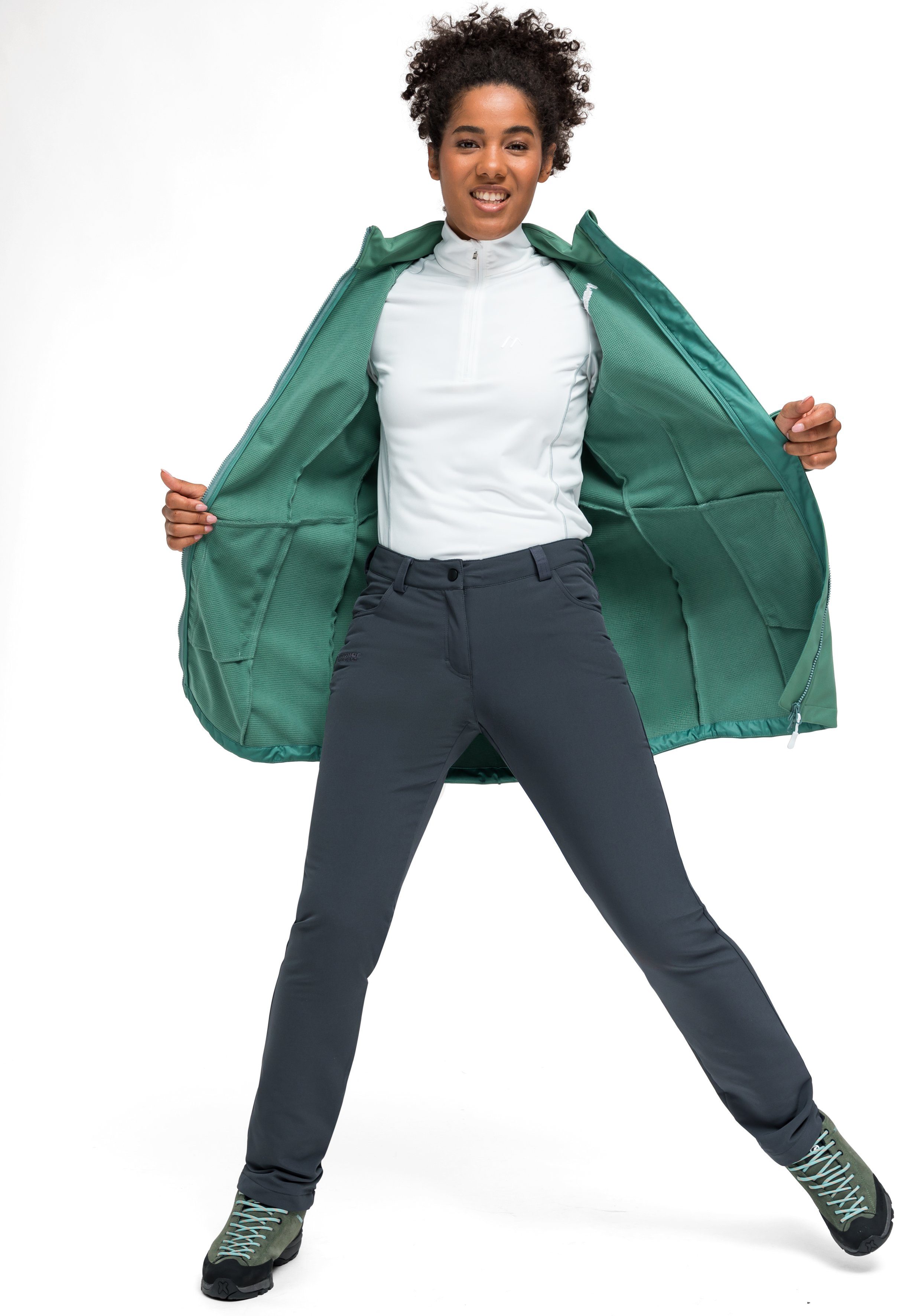 Maier Sports Functionele broek Charlotte Dames outdoorbroek, elastische broek met fleece binnenzijde, regular fit