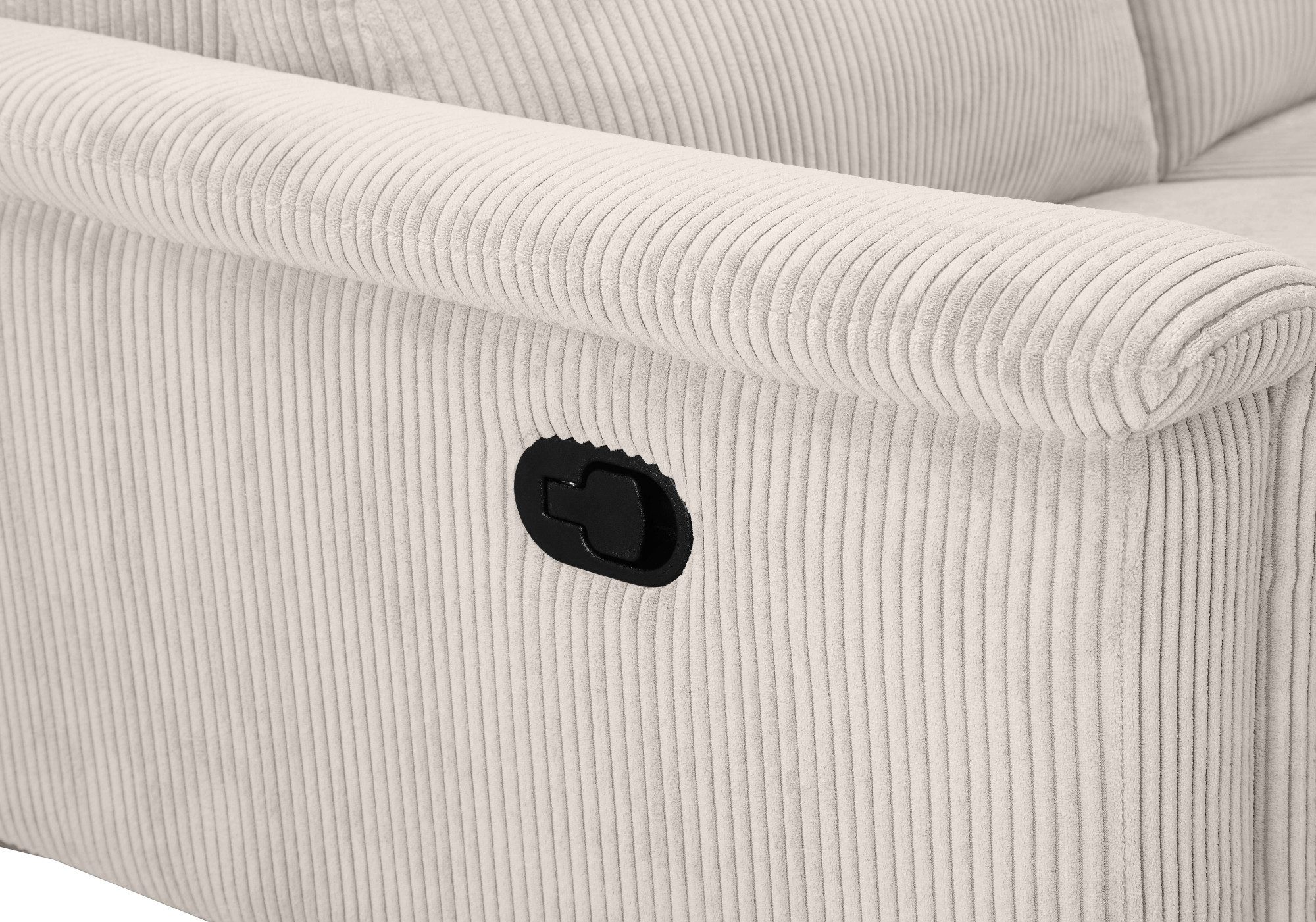 Places of Style Hoekbank Lund in cord, L-vorm, 261 cm, handmatige en elektrische relaxfunctie