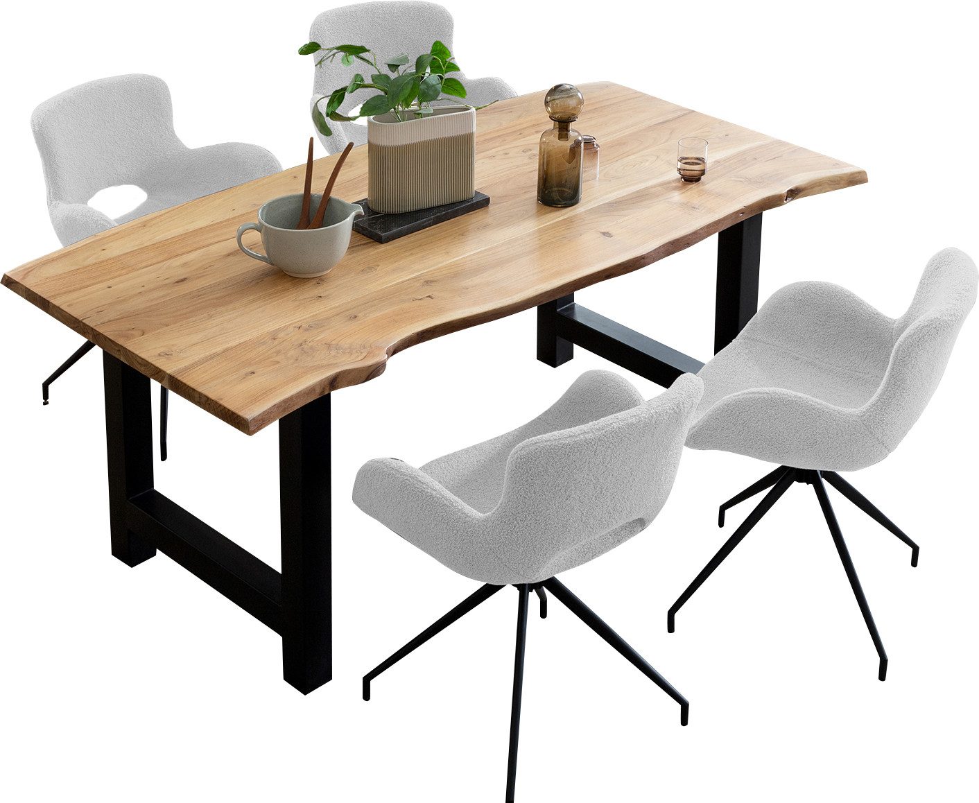 SalesFever Eethoek Massief hout geolied en tweevoudig gewaxt (set, 5-delig)