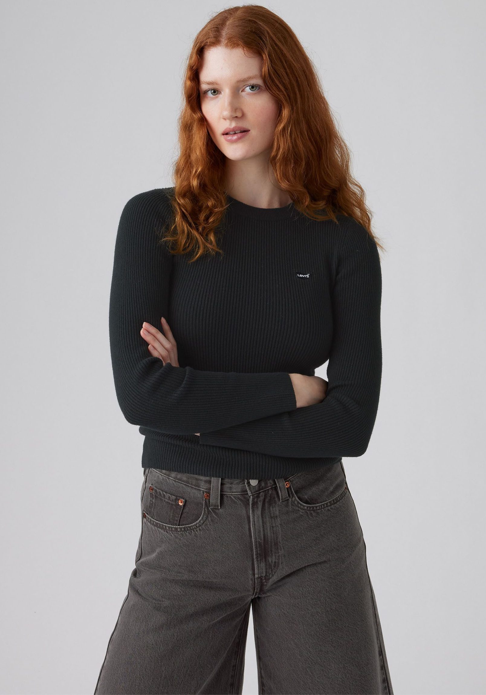 Levi's® Trui met ronde hals RIB CREW SWEATER Geribbeld breipatroon