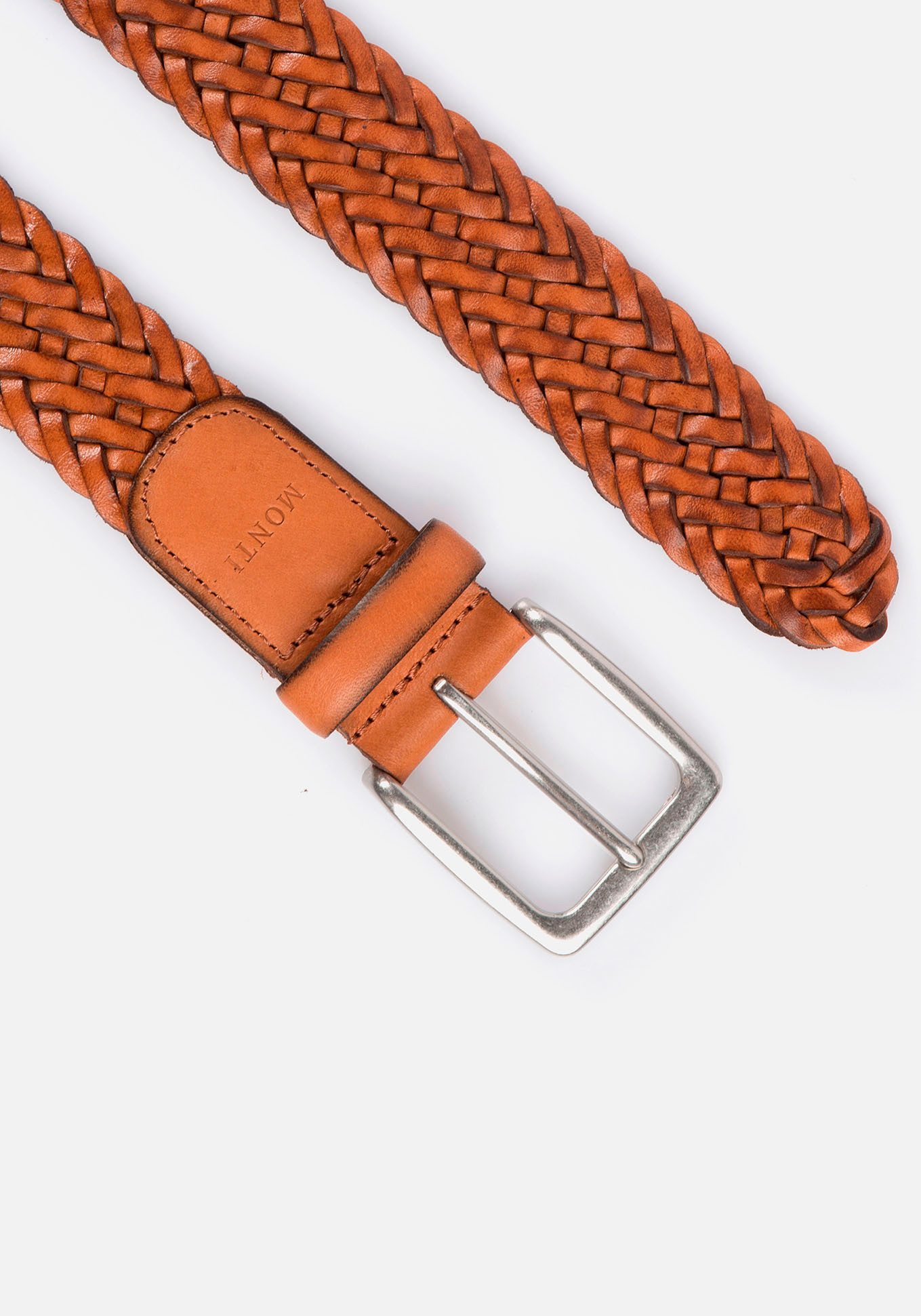 MONTI Leren riem 3,5 cm breed, business-casual, glad leer gevlochten