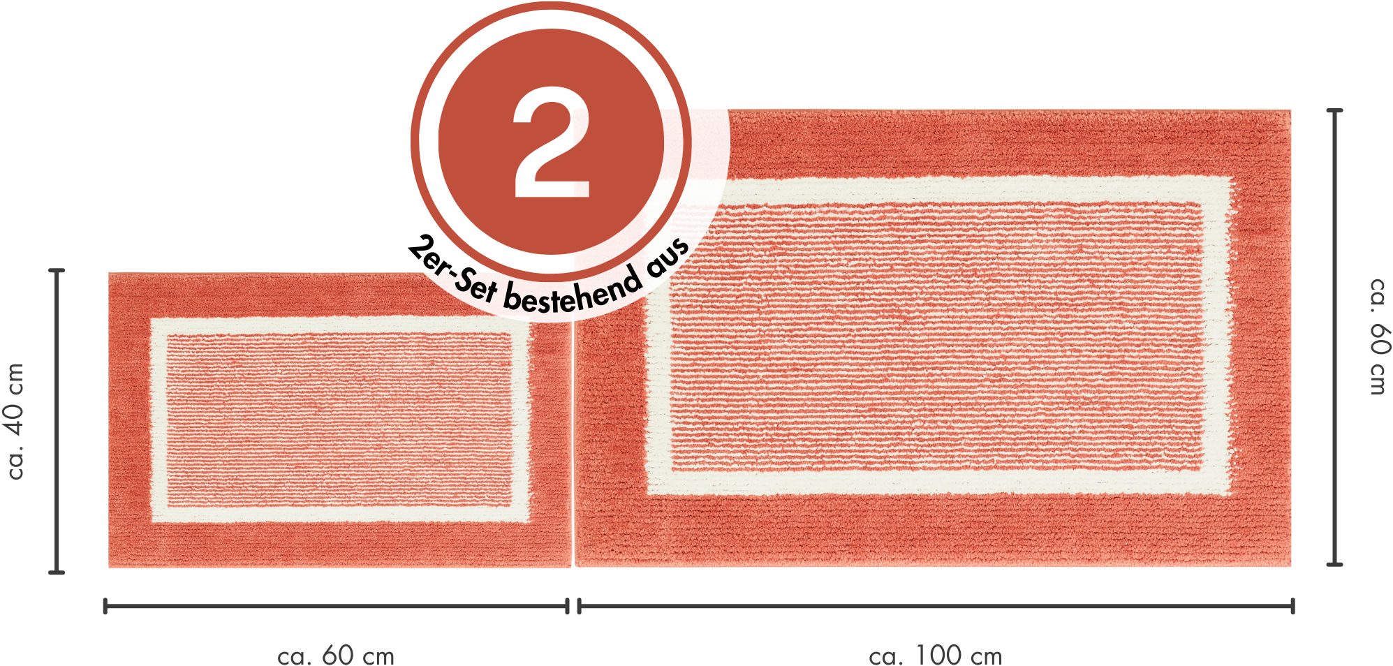 Andiamo Badmat Maui gestreept, met bies, ook verkrijgbaar als 2-delige set