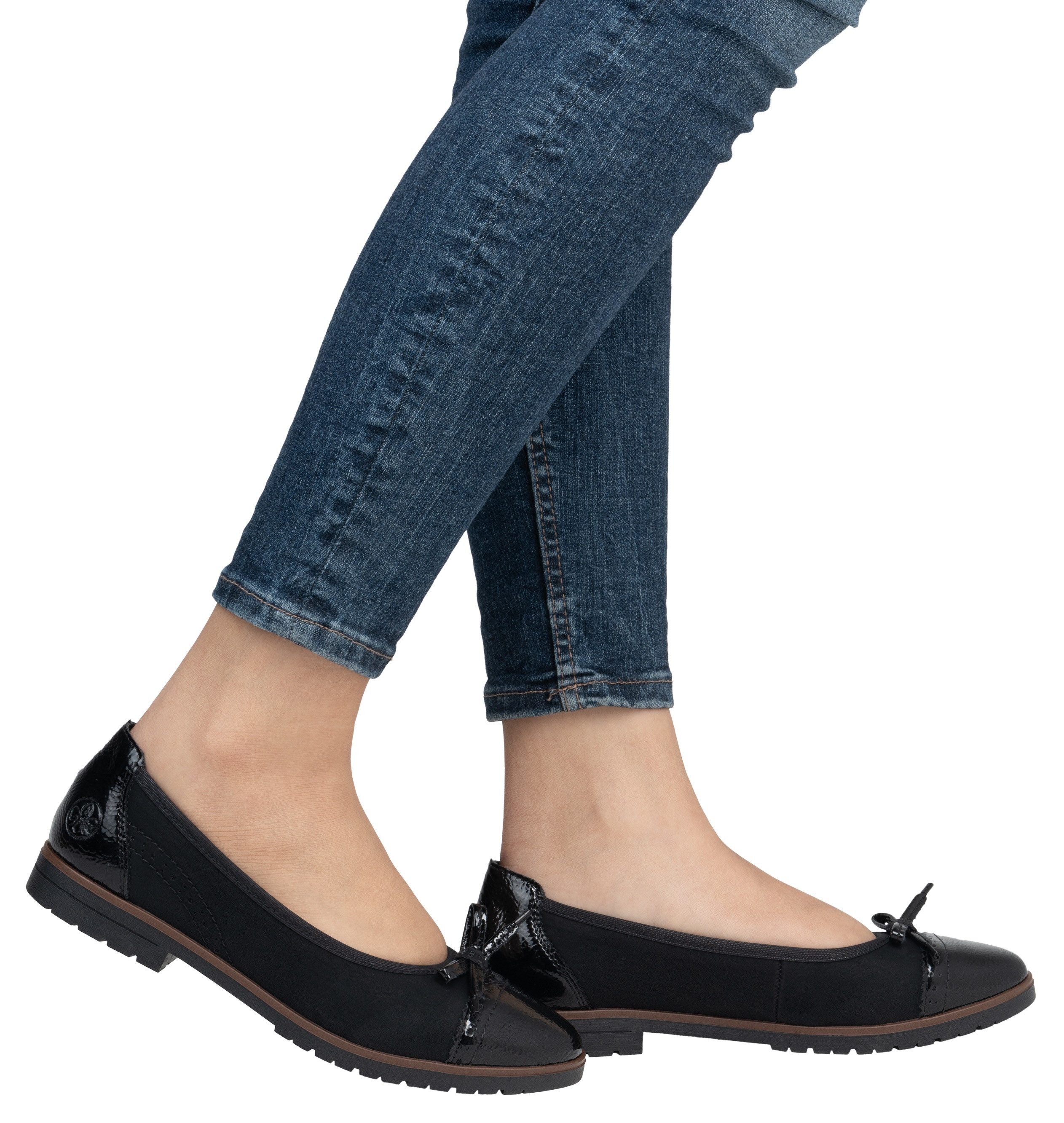 Rieker Ballerina's , loafer, instapschoen, flats, instapschoen, zakelijke schoen met strik