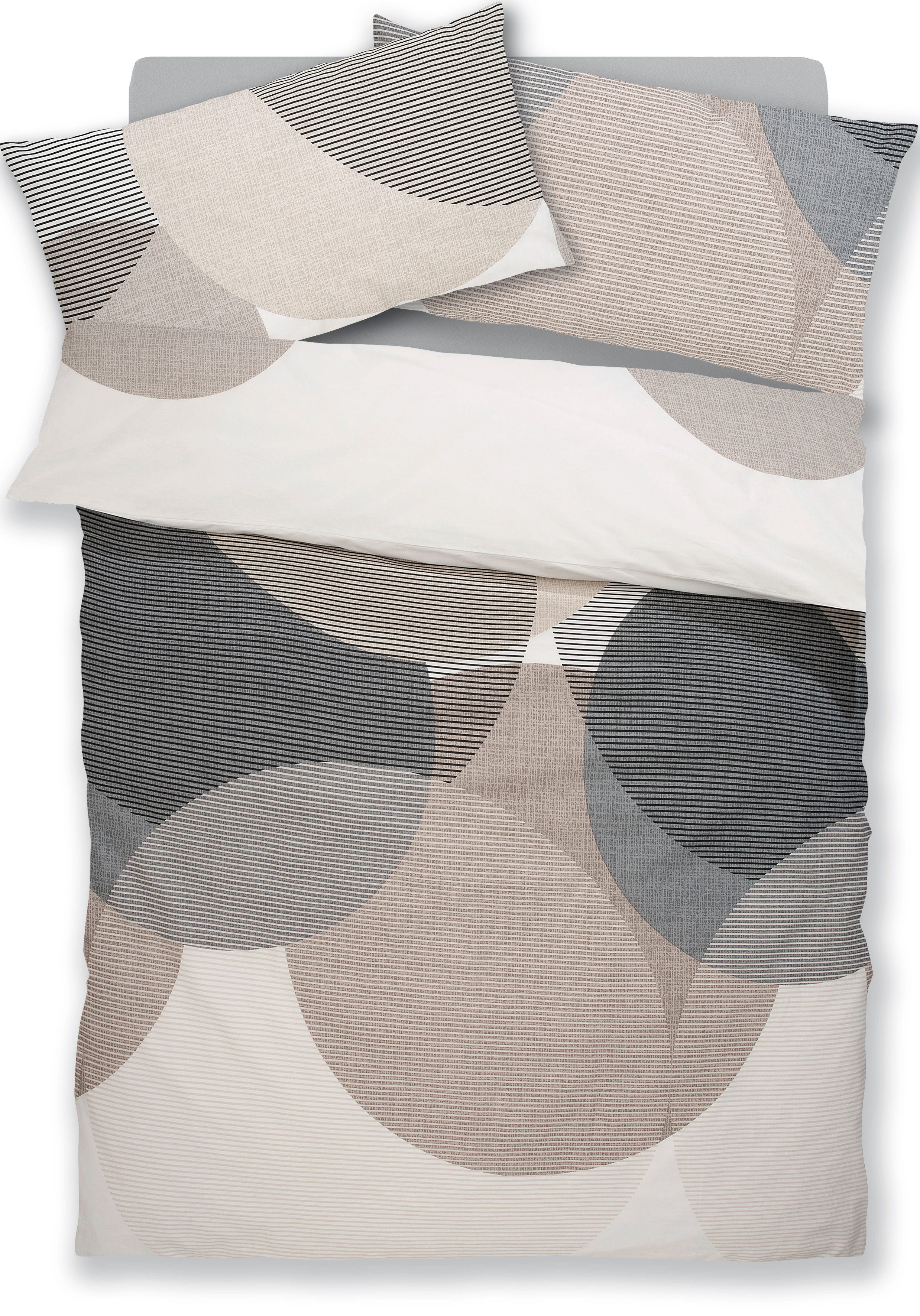 BIERBAUM Overtrekset Carla in mt. 135x200 of 155x220 cm Dekbedovertrek van katoen, geometrische dekbedovertrek met ritssluiting (2-delig)