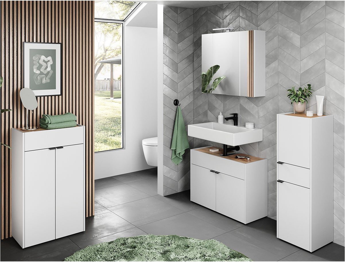 GERMANIA Badmeubelset Ameca Badset: wastafelonderkast, spiegelkast, commode & kast (4 stuks)