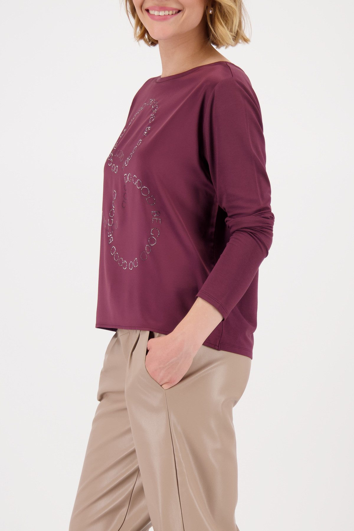 Monari Blouse zonder sluiting met glanzende folieprint