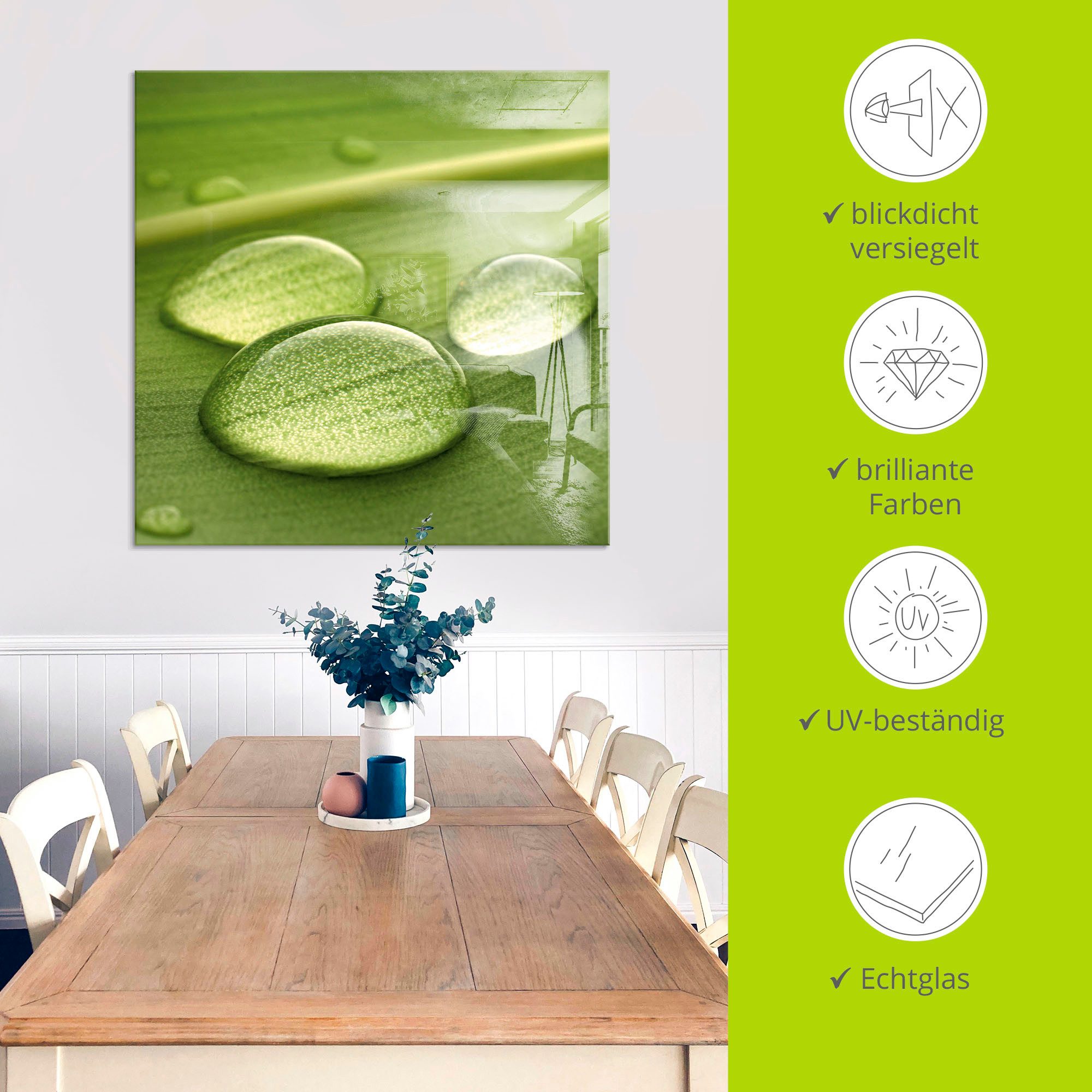 Artland Print op glas Waterdruppels in verschillende maten