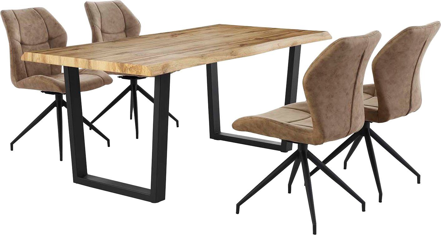 Jockenhöfer Gruppe Eettafel Margot 180 x 90 cm gebogen boomstam look en zwart onderstel