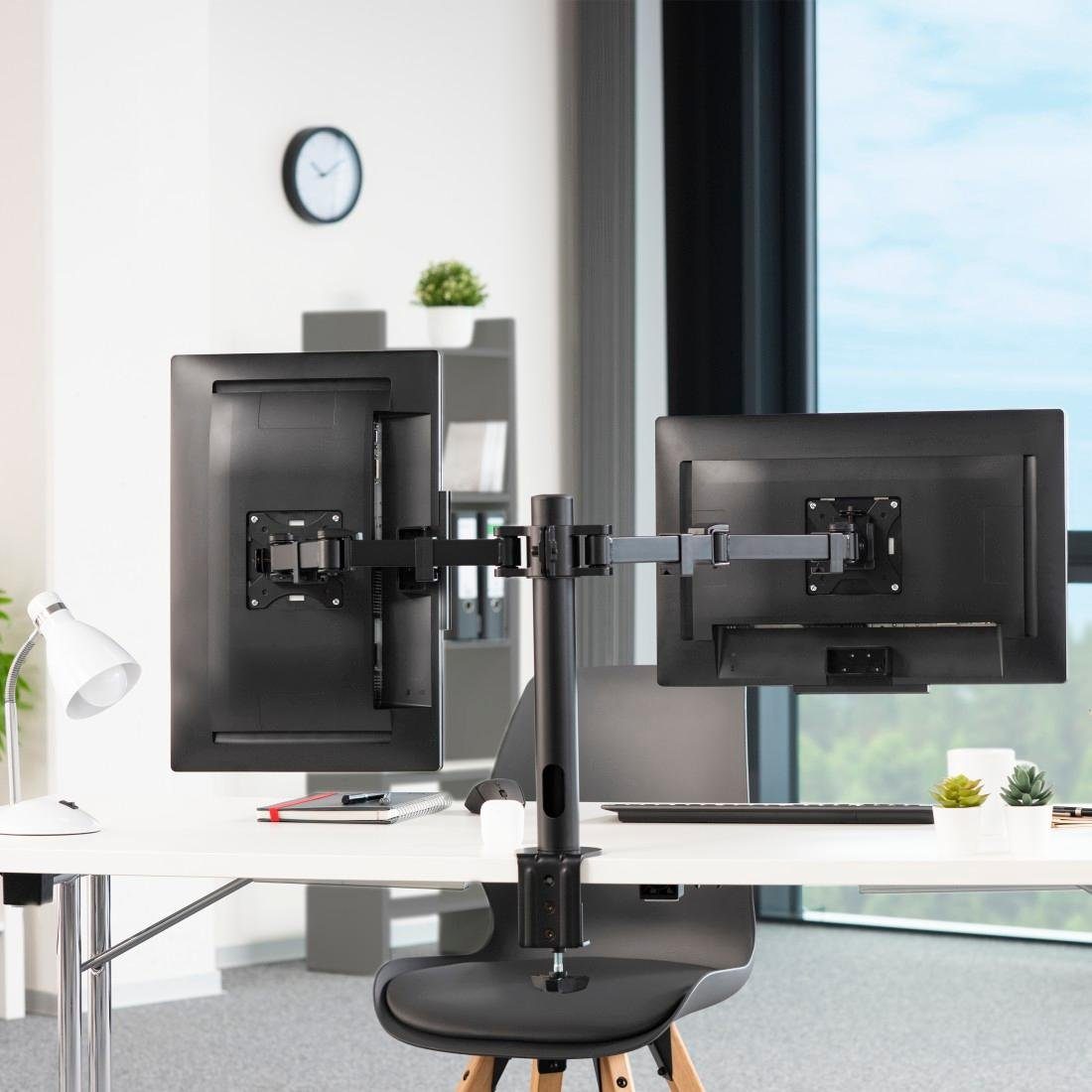 Hama Monitorhouder Beeldschermsteun, 2 monitoren, dubbele arm zwart