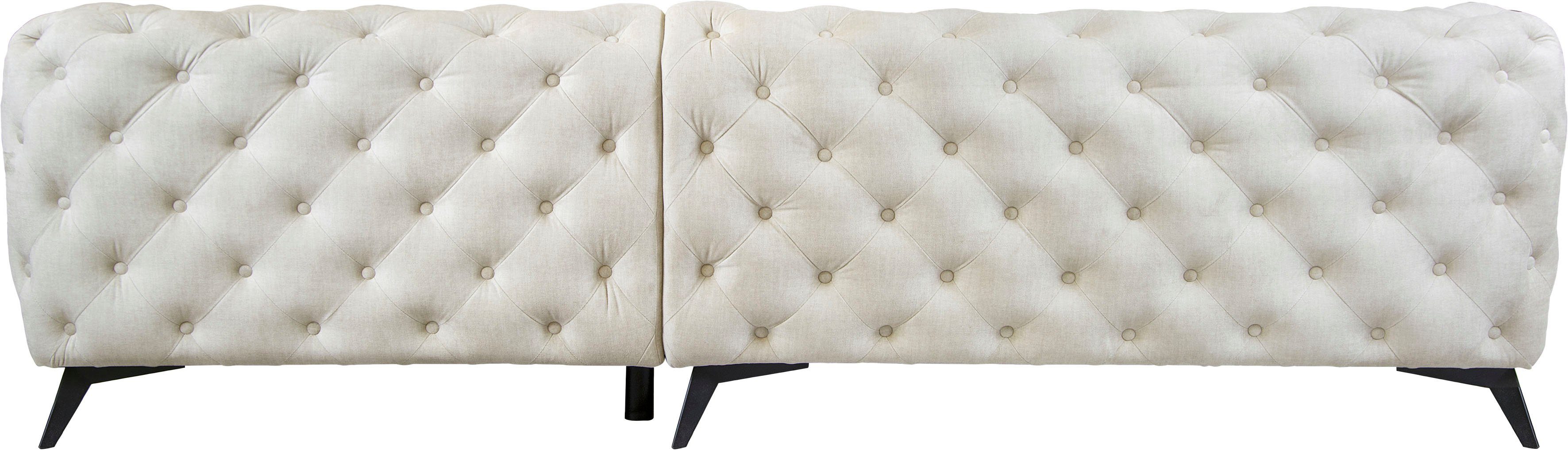 Leonique Chesterfield-bank Glynis L-vorm luxueuze capitonnage, moderne chesterfield look, kleur van de poten ter keuze