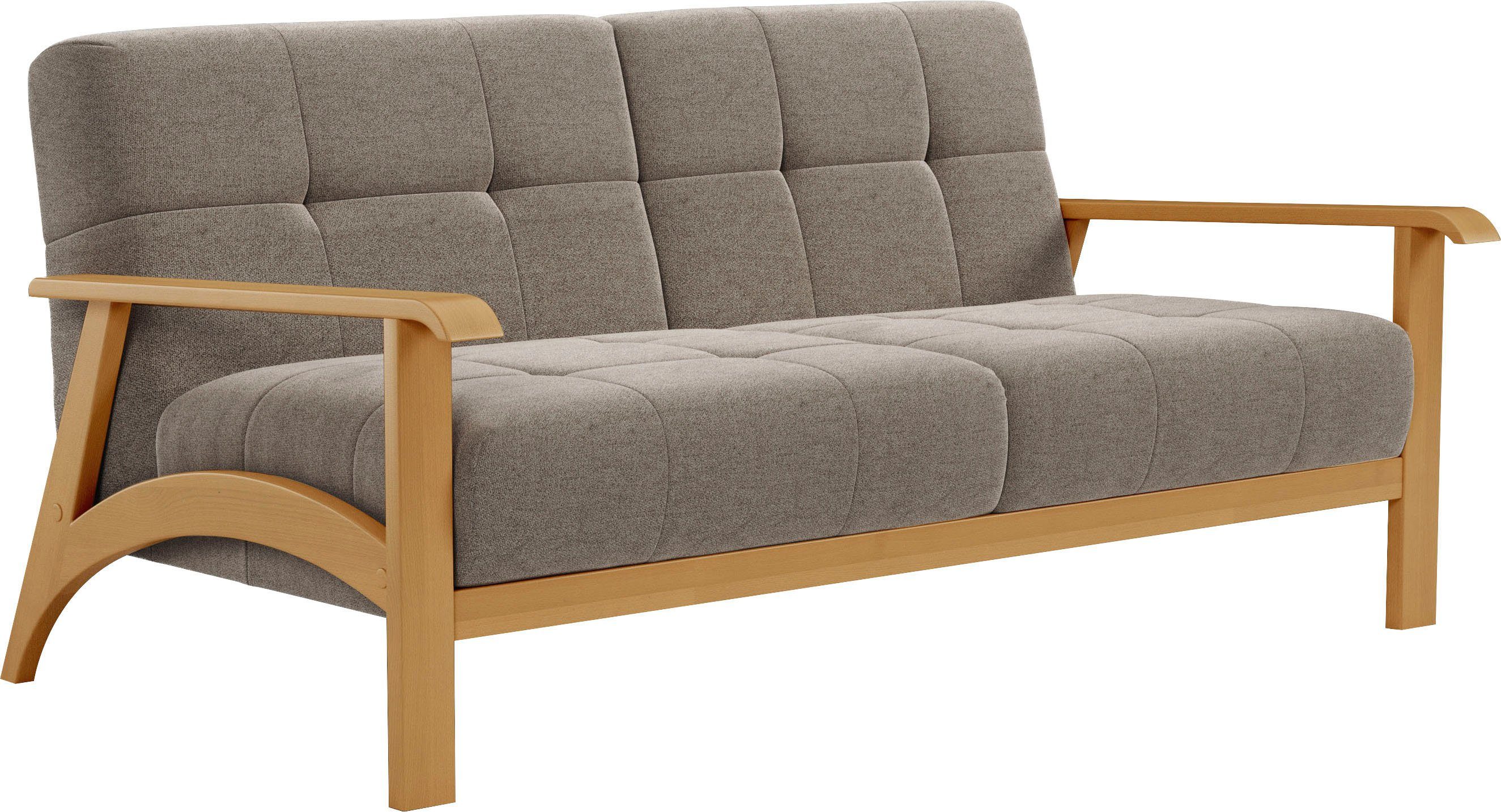 sit&more 2,5-zitsbank Billund Armleuningen van eikenkleurig beukenhout, verschillende bekledingen en kleuren